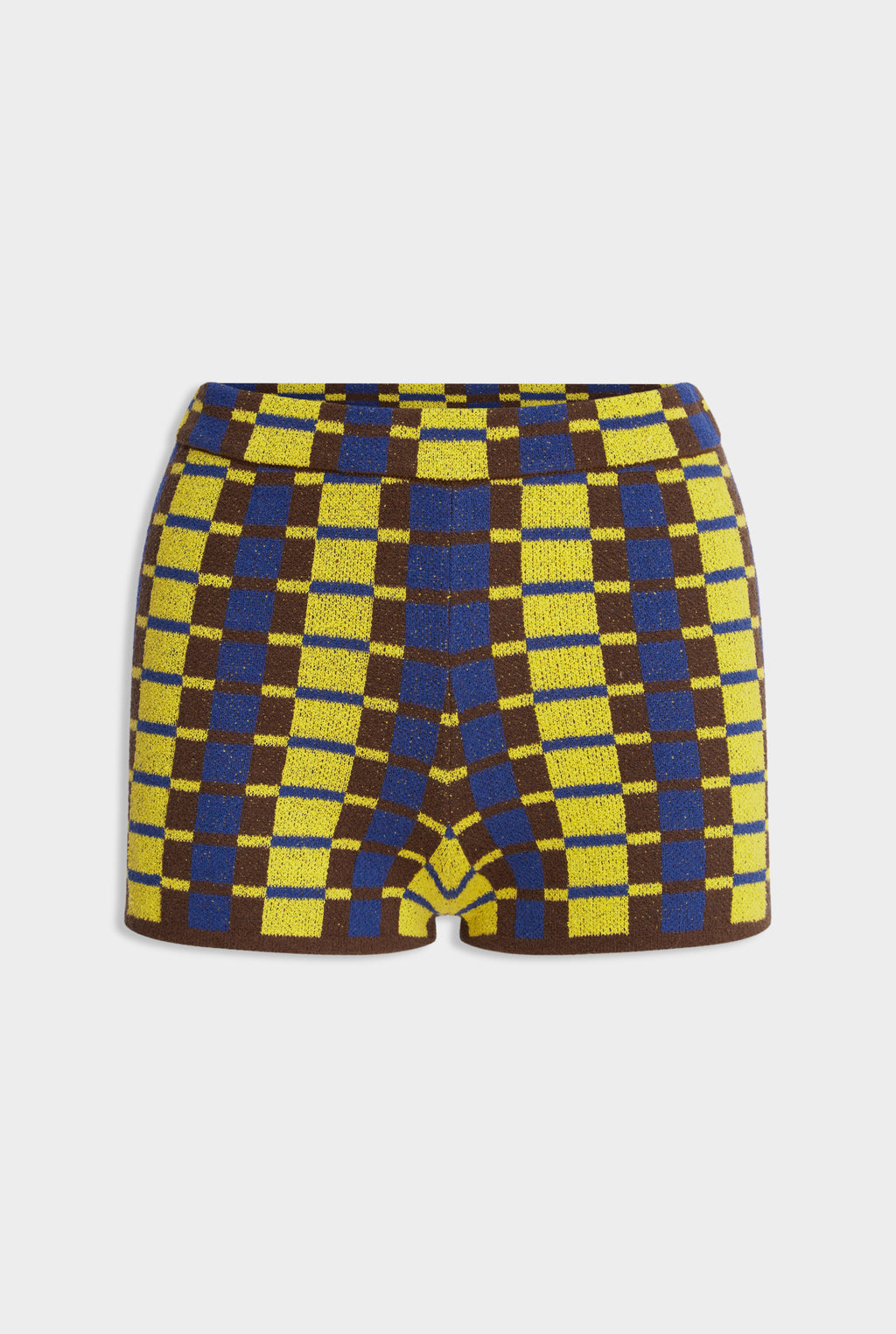 Terry Knit Shorts - Dijon/Blue/Brown Geo Check