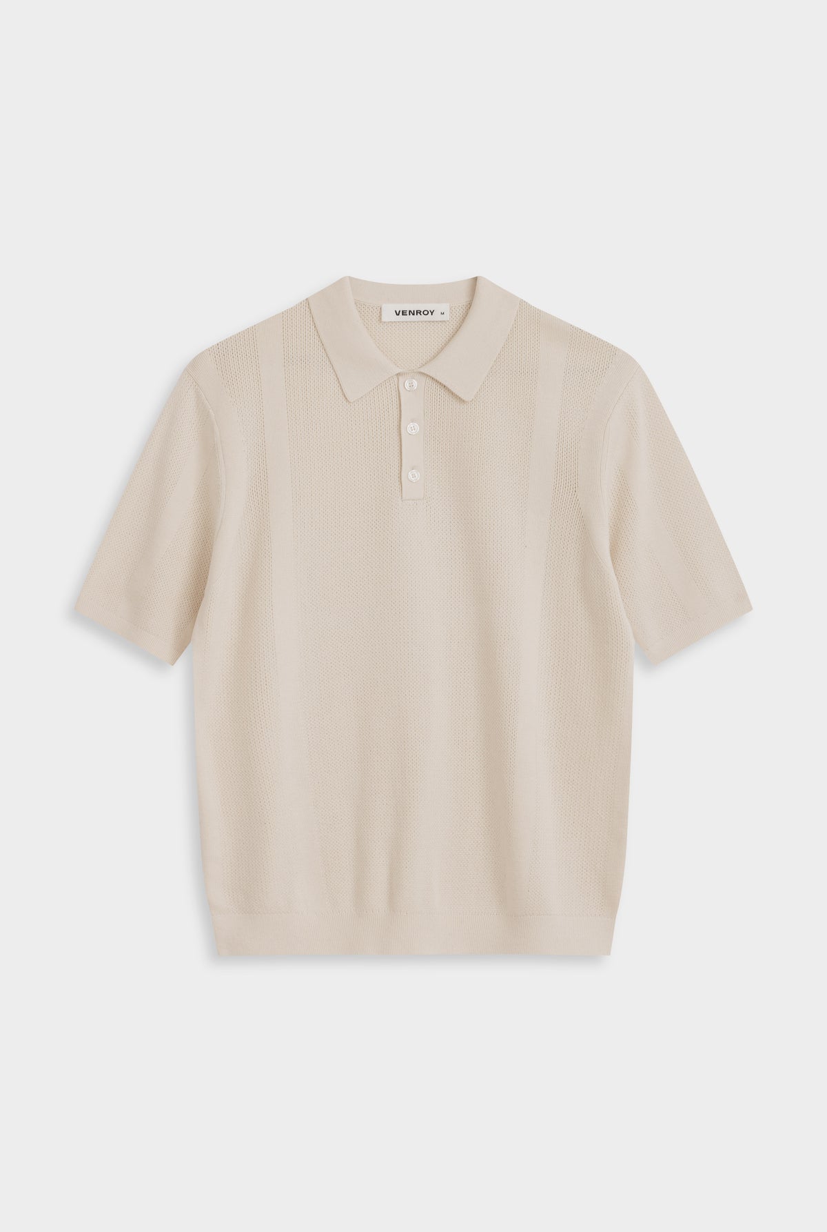 Cotton Pointelle Stripe Polo - Oat
