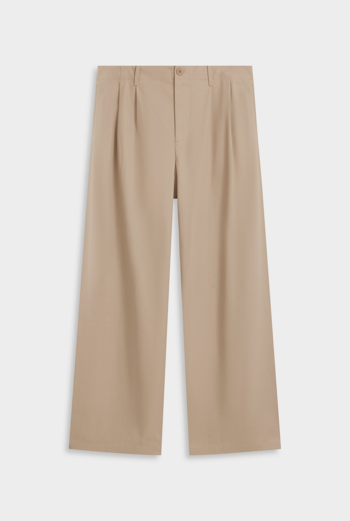 Cotton Twill Wide Leg Pant - Warm Stone