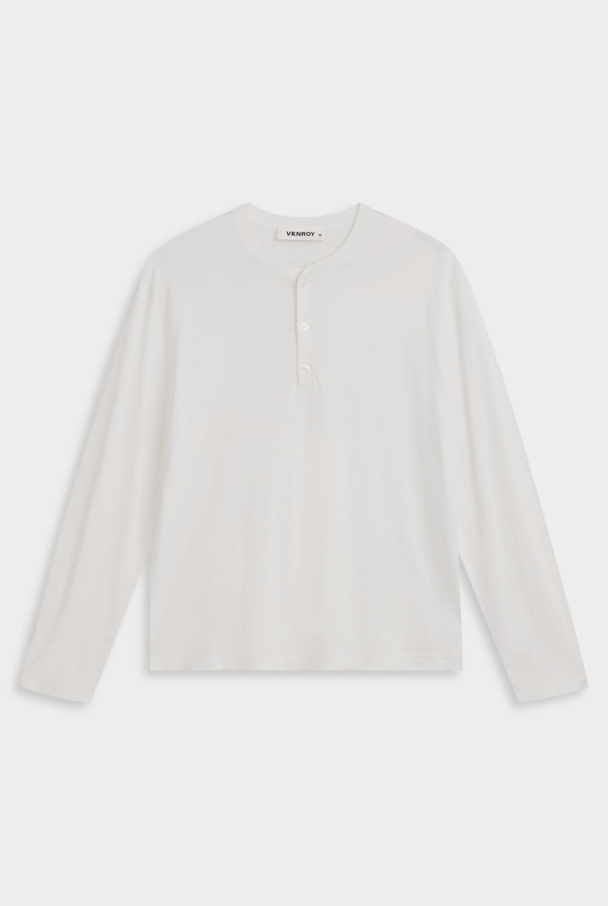 Long Sleeve Lightweight Knitted Henley - Off White