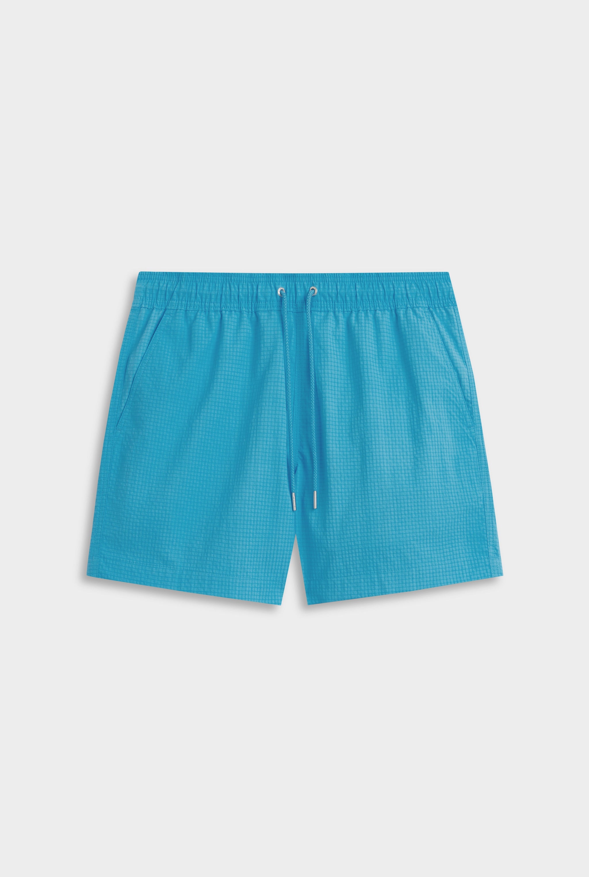 Venroy Seersucker Solid Swim Short - Aquarius Blue