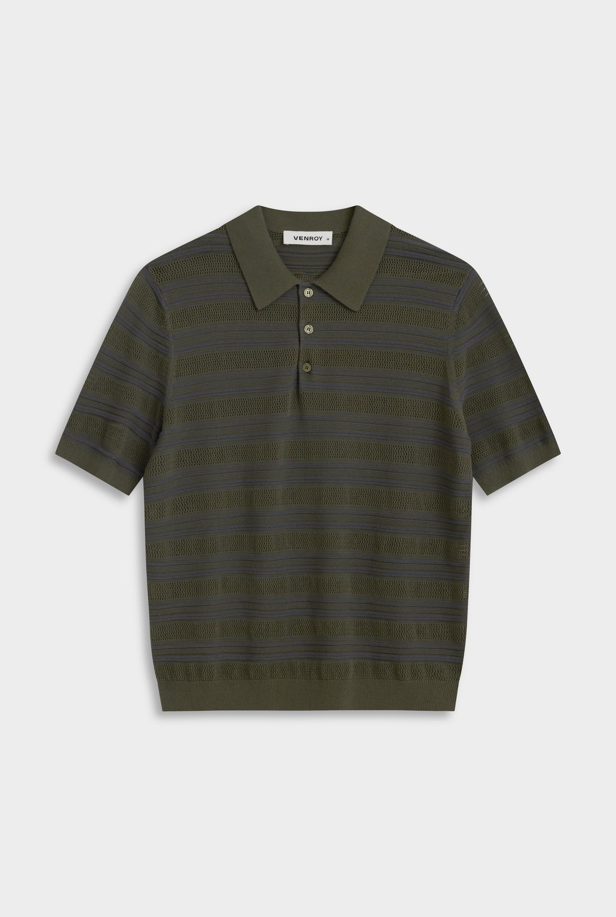 Stripe Ottoman Rib Polo - Olive/Slate Blue