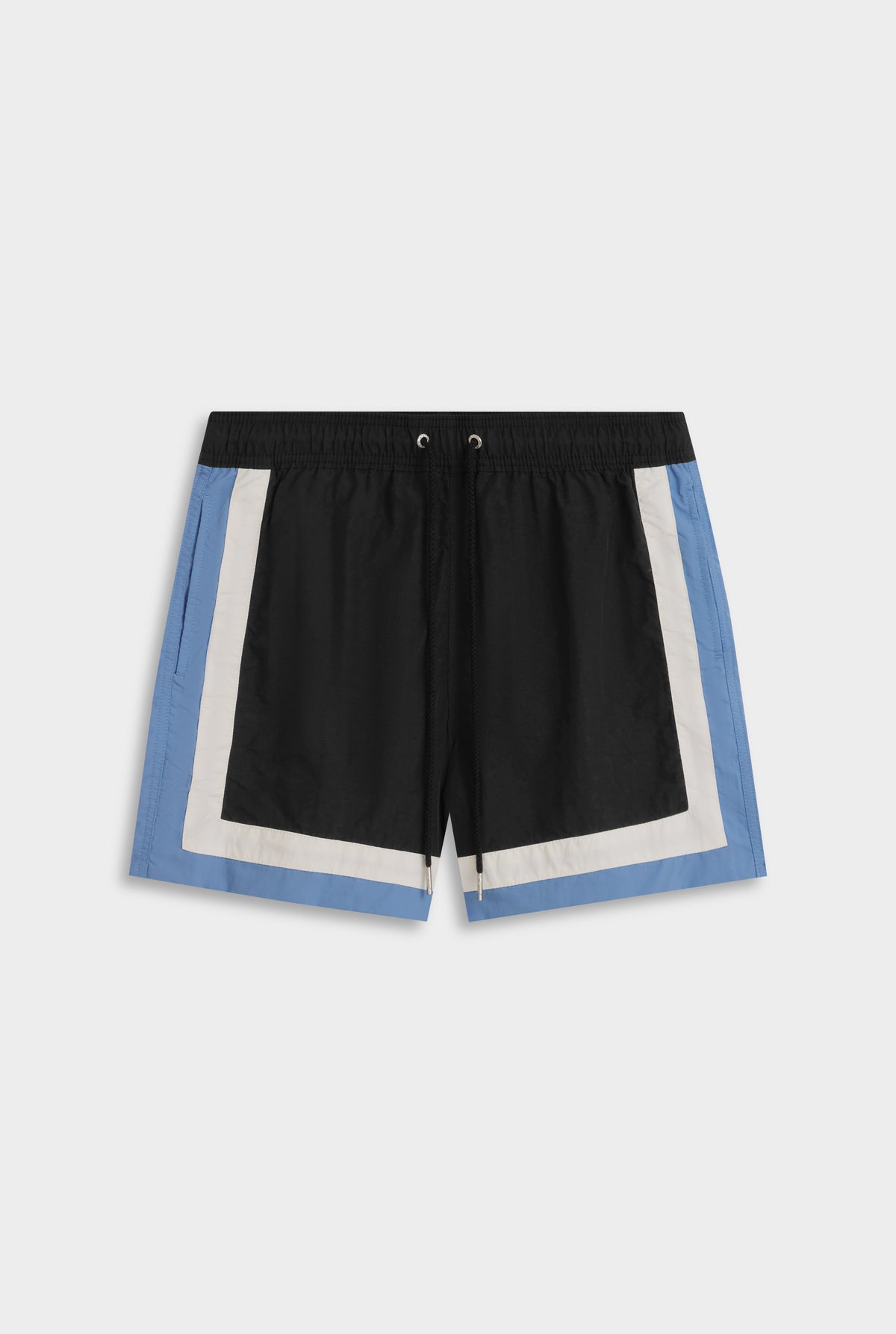 Tri Colour Nylon Swim Short - Black/White/Dusk Blue