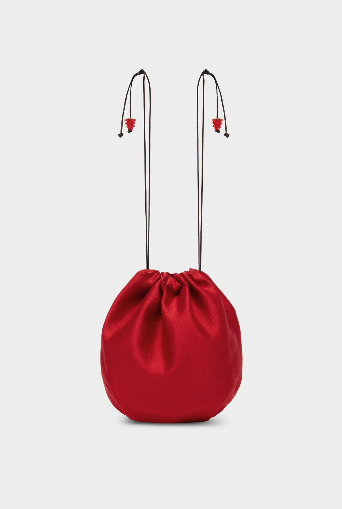 Wool Silk Drawstring Pouch - Red