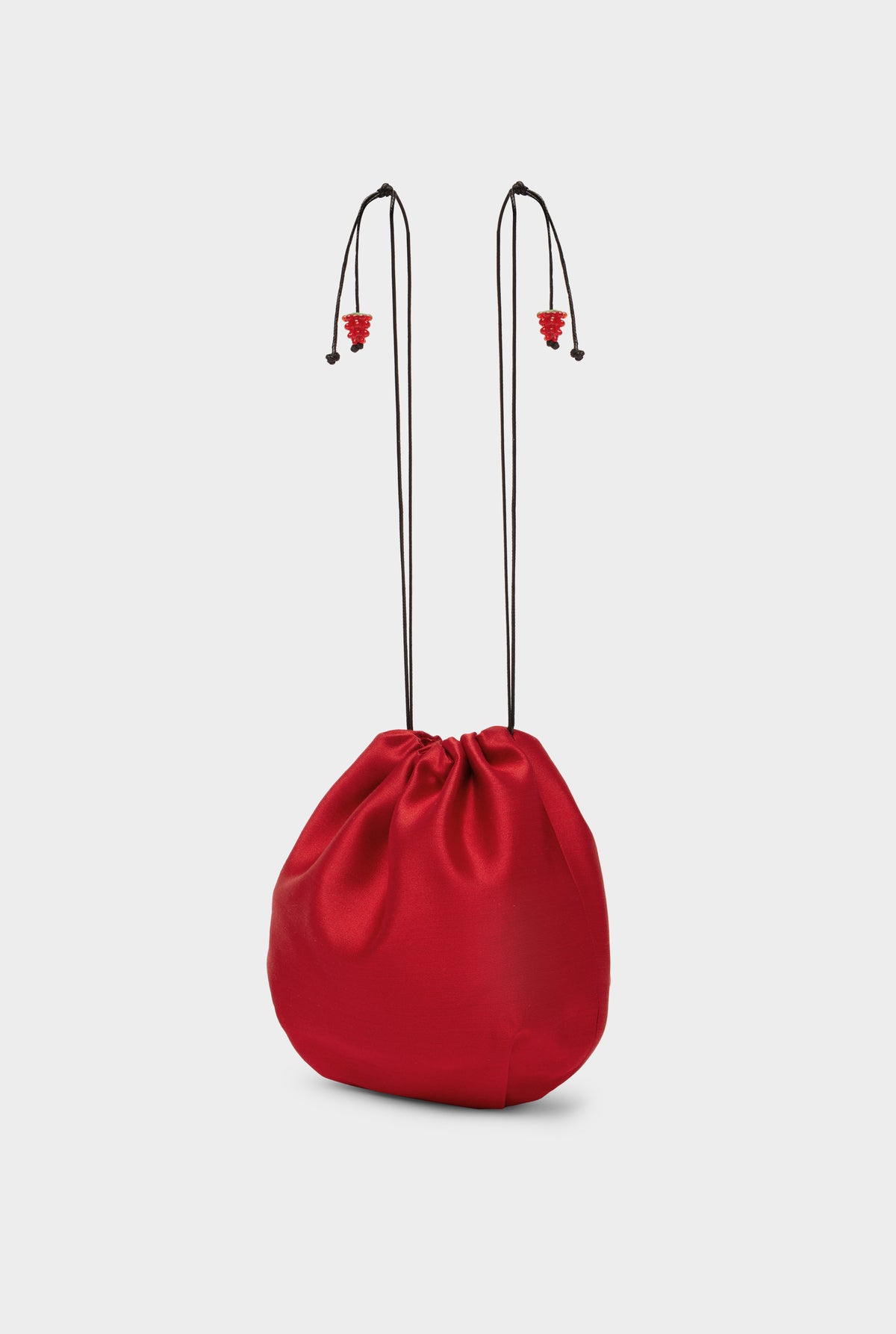 Wool Silk Drawstring Pouch - Red