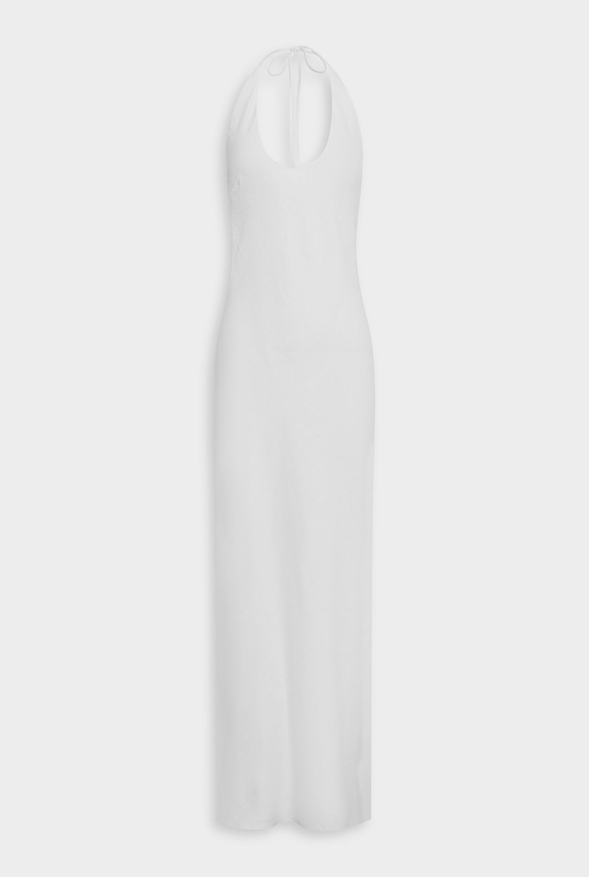 Bias Halter Linen Maxi Dress - White