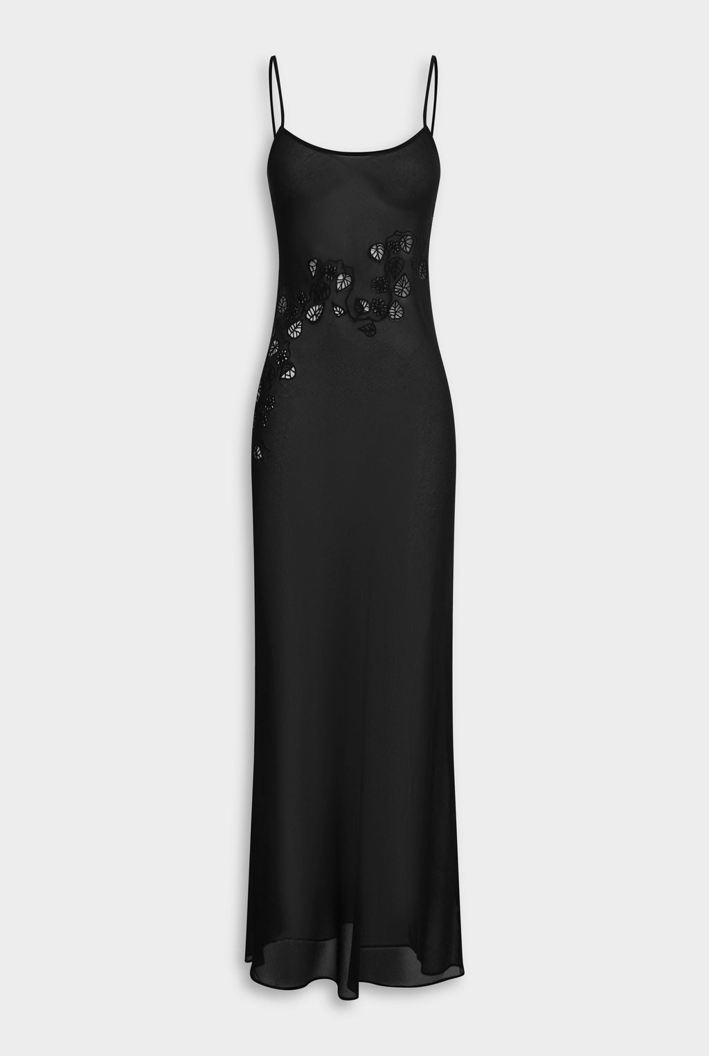 Venroy Embroidered Cutwork Slip Dress - Black