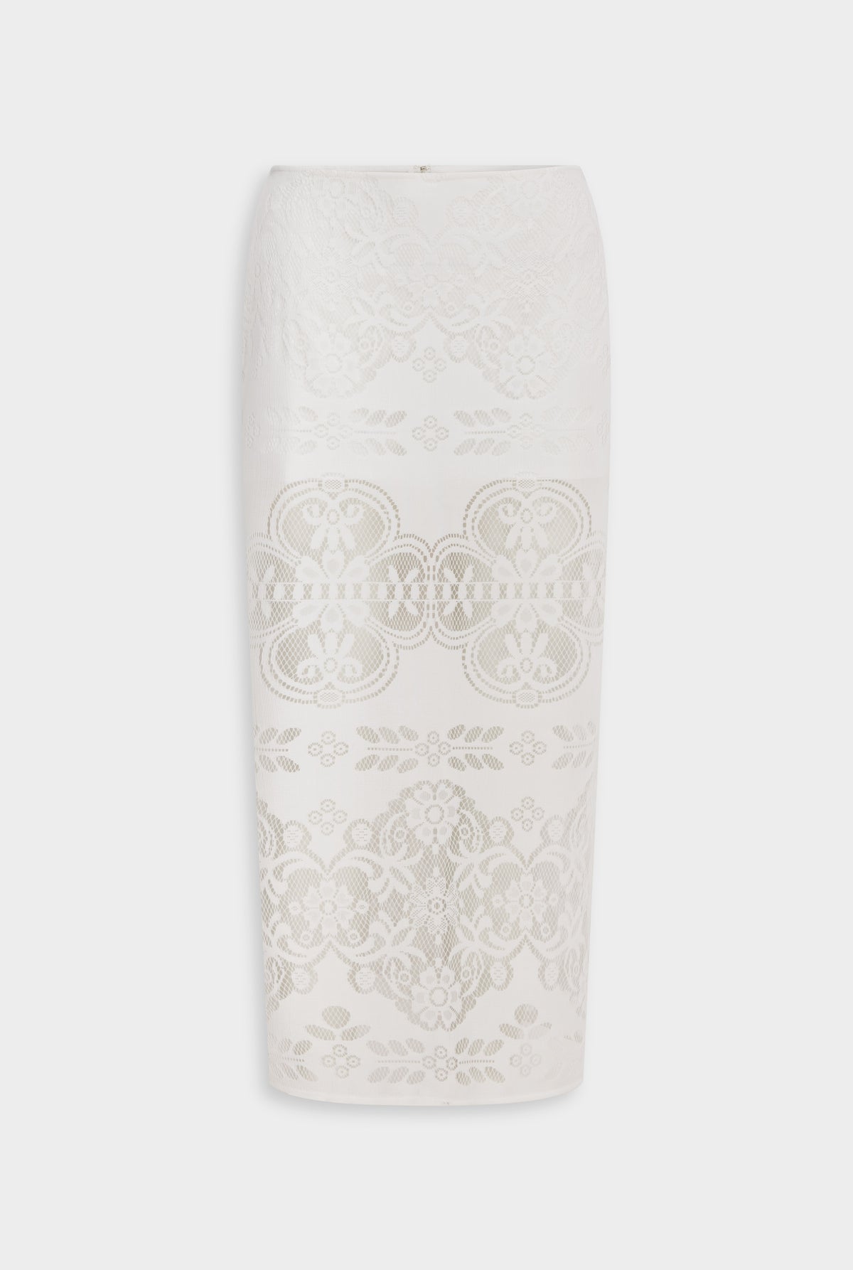 Floral Pointelle Cotton Knit Skirt - Off White