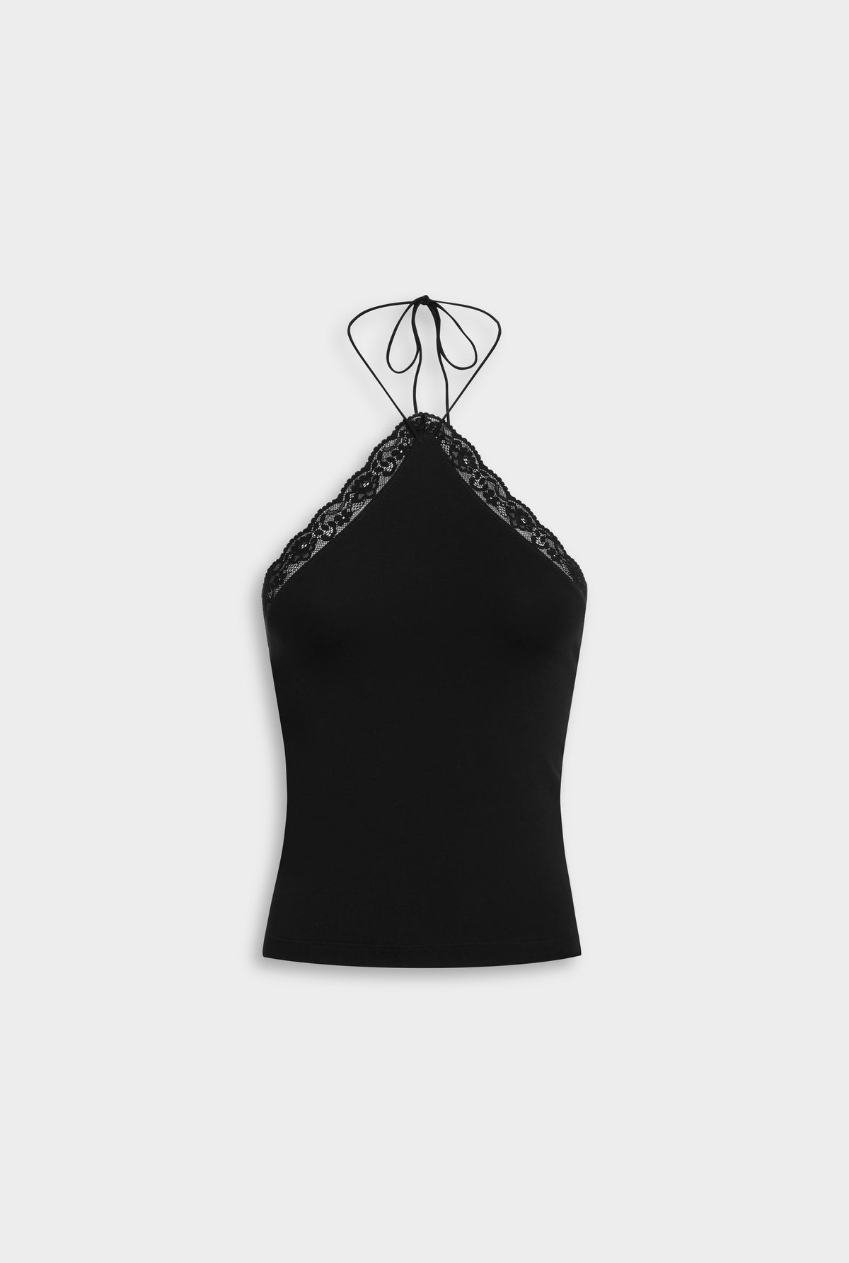 Lace Trim Halter - Black