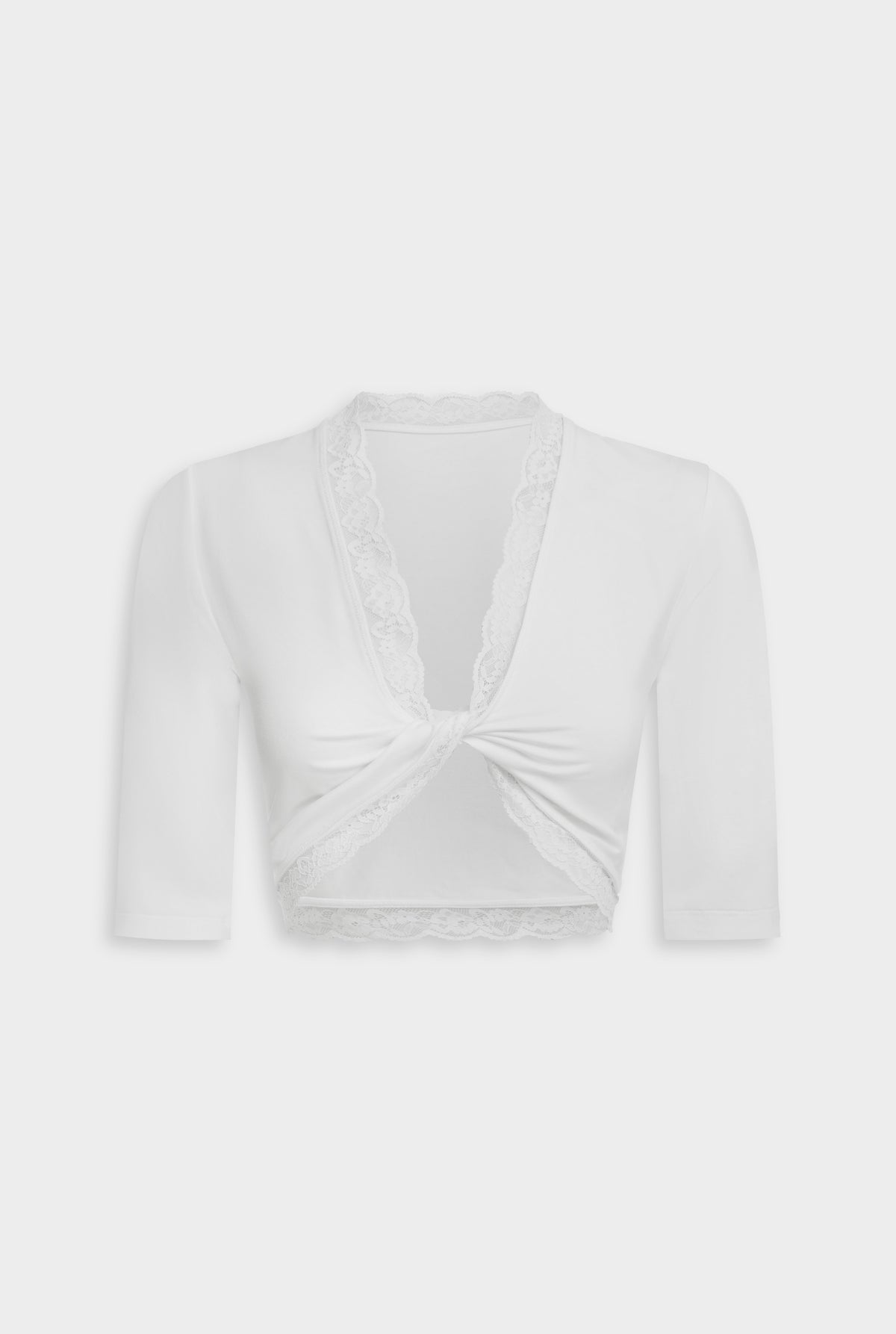 Lace Twist 3/4 Sleeve Top - White