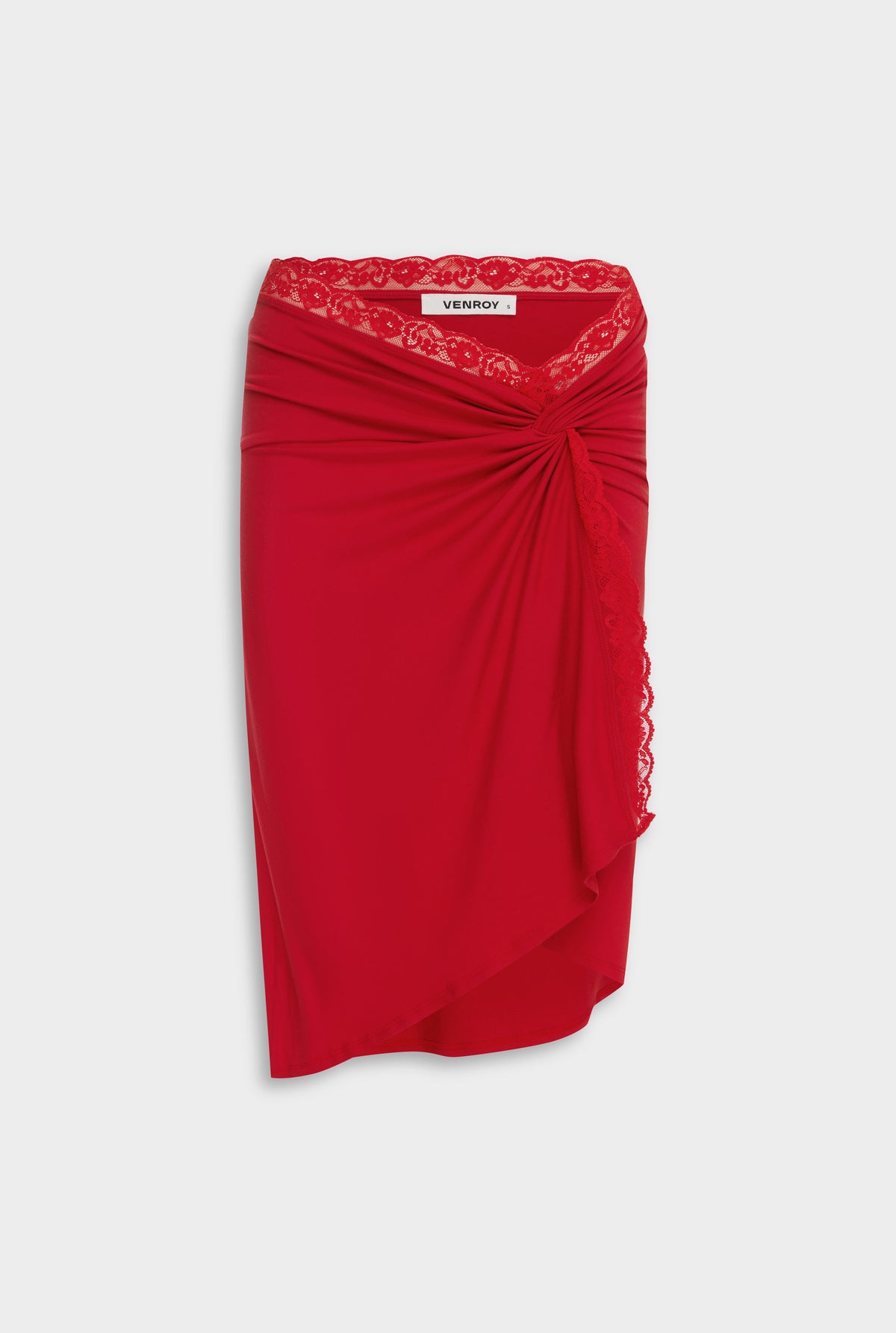 Lace Twist Midi Skirt - Catalan Red