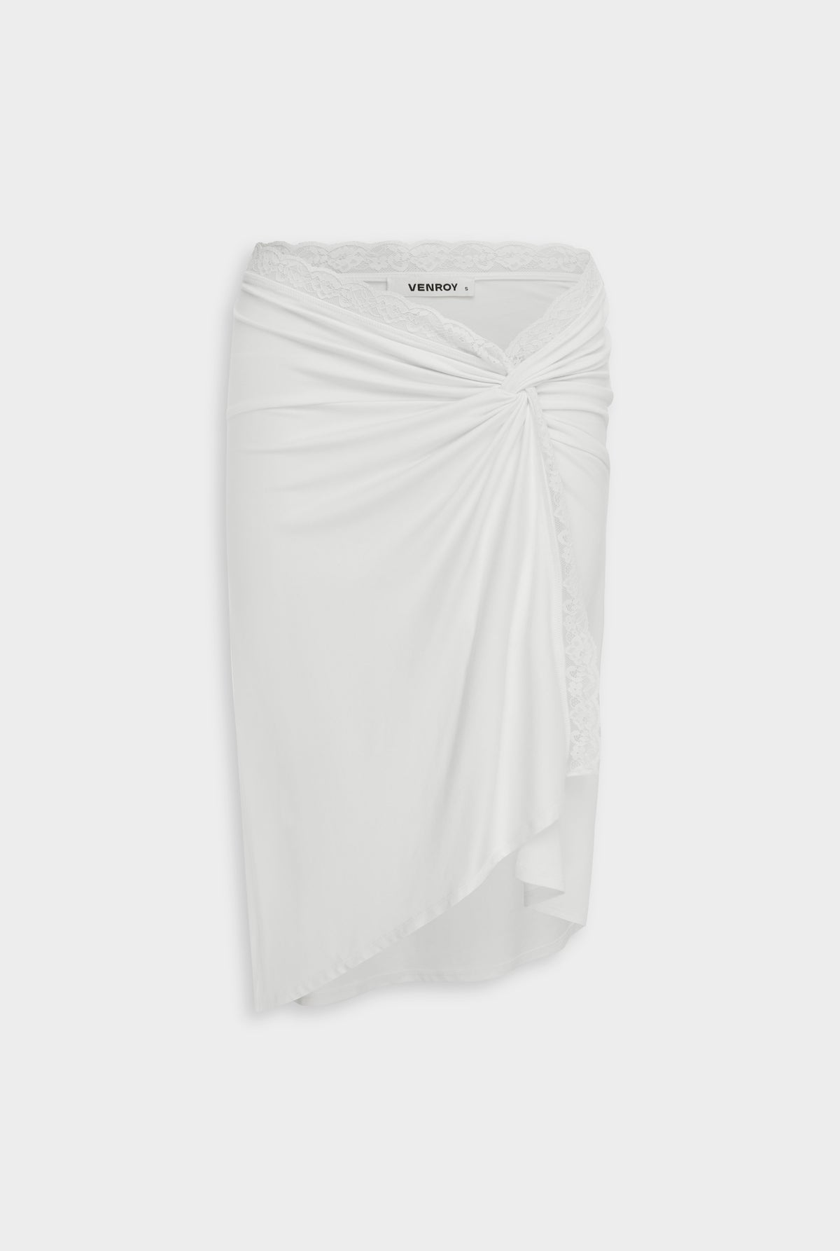 Lace Twist Midi Skirt - White