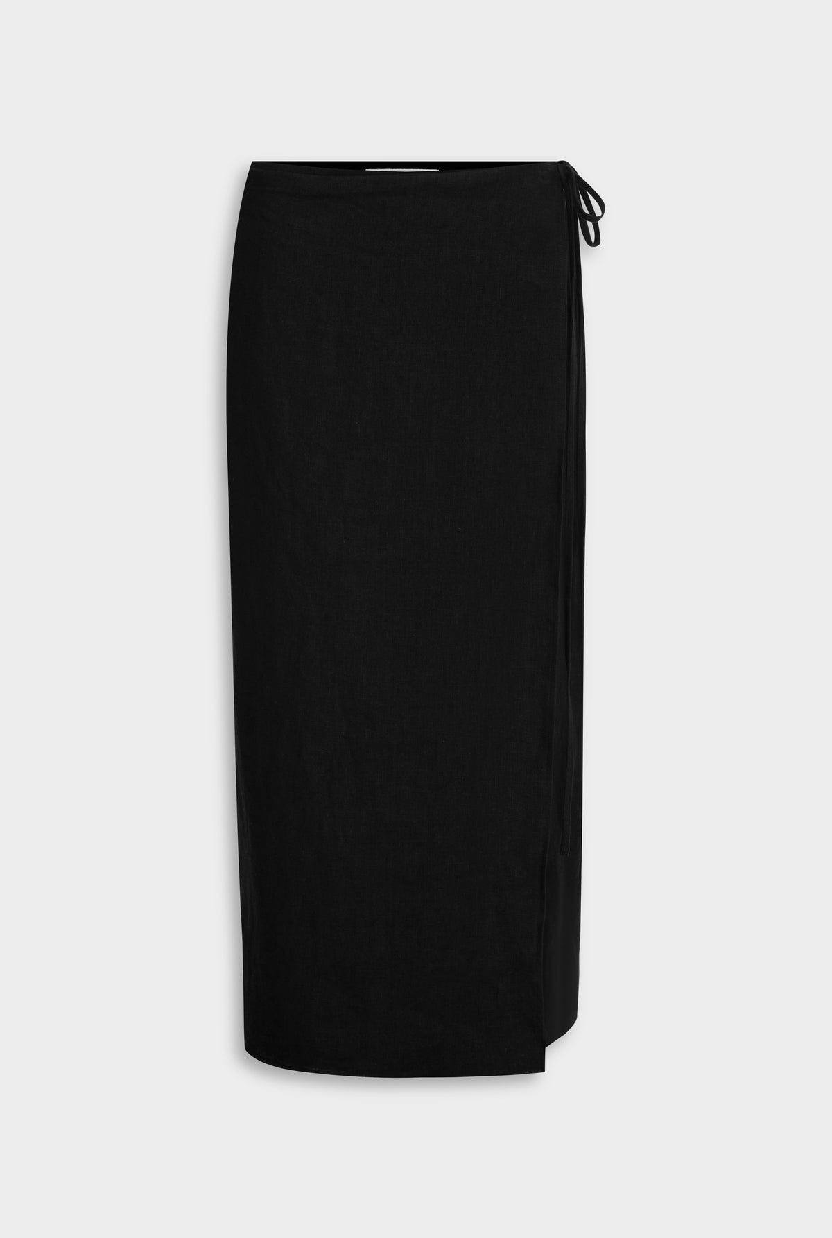 Linen Wrap Maxi Skirt - Black