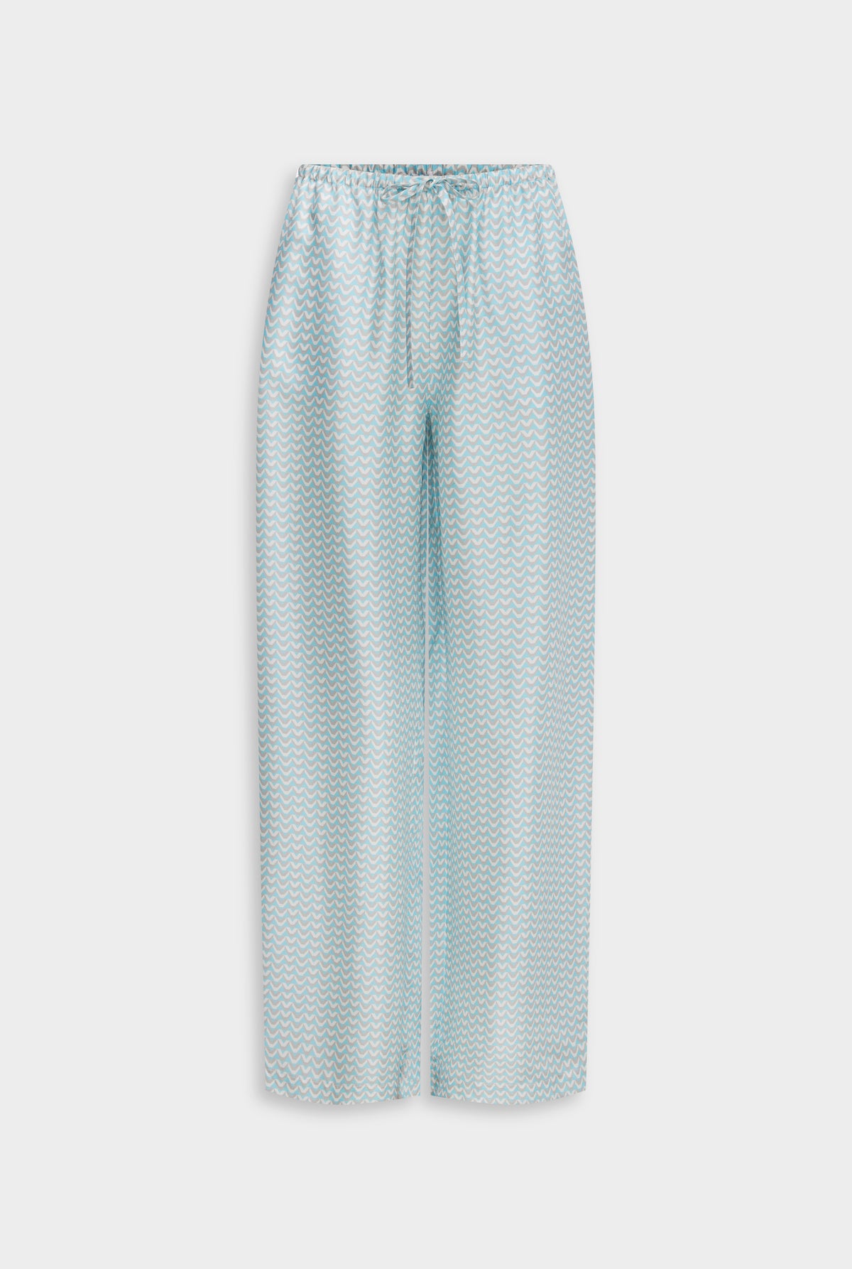 Relaxed Silk Drawstring Pant - Ice Blue/Silver V Monogram