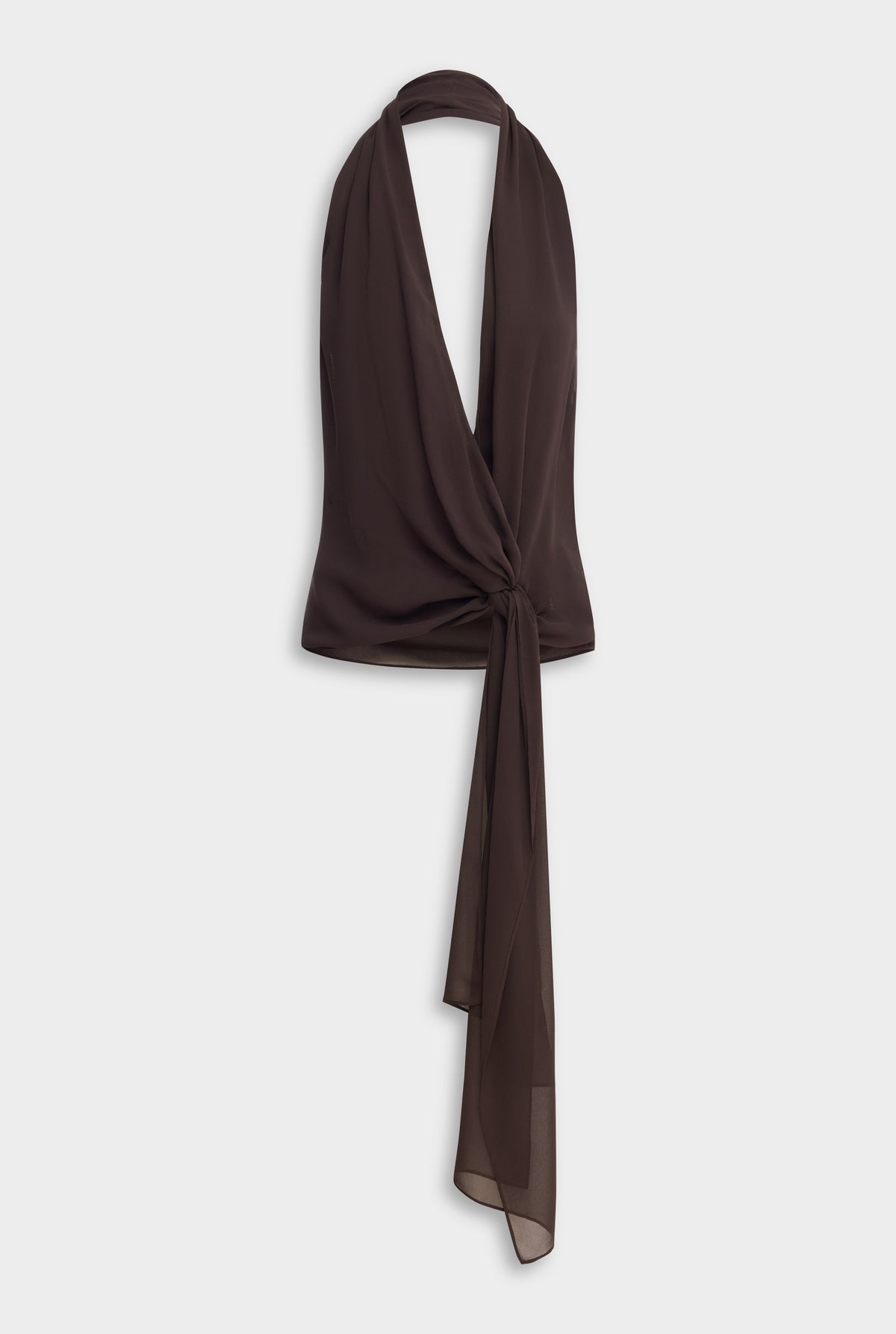 Silk Belted Draped Top - Cacao