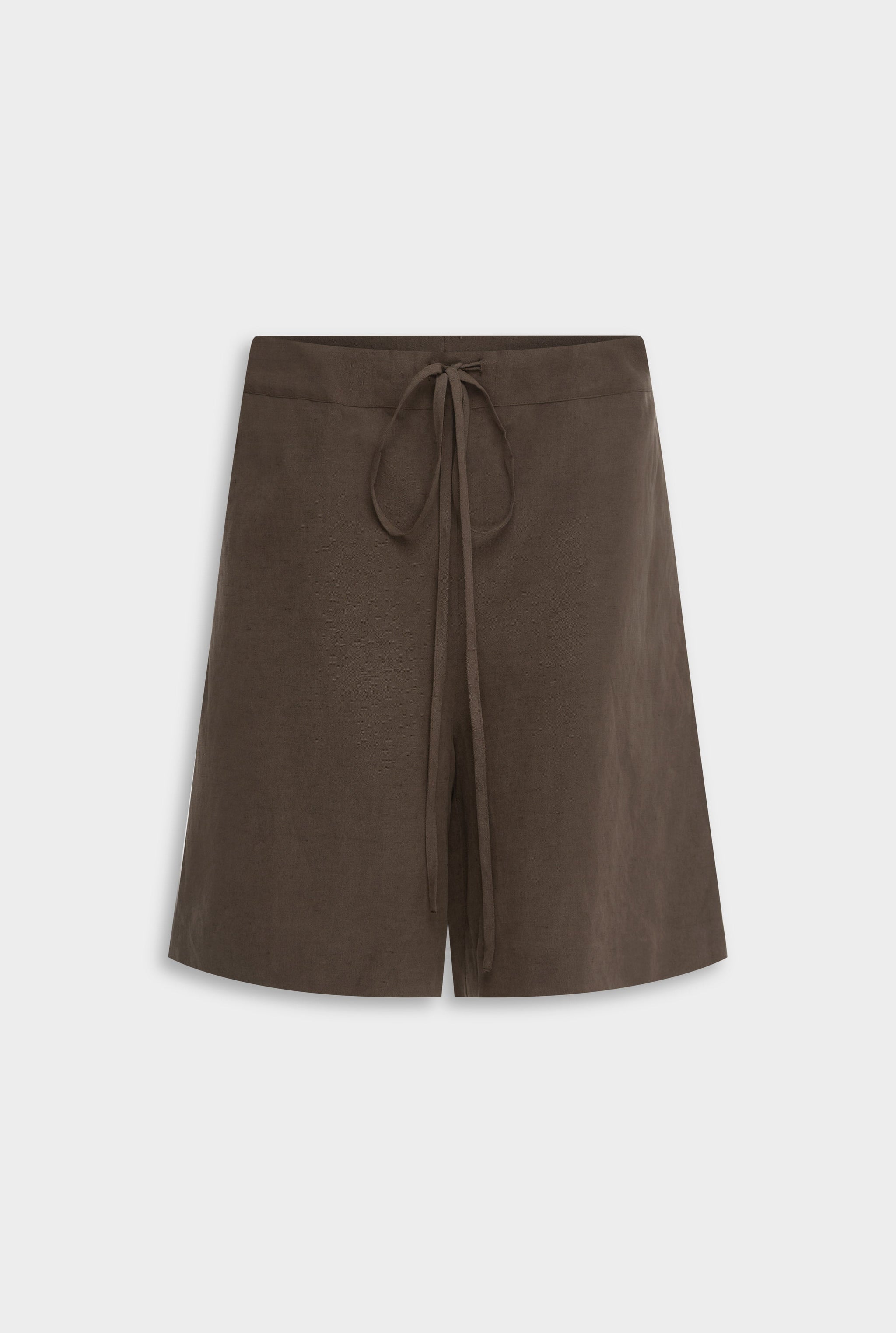 Venroy Silk Linen Drawstring Short - Chocolate