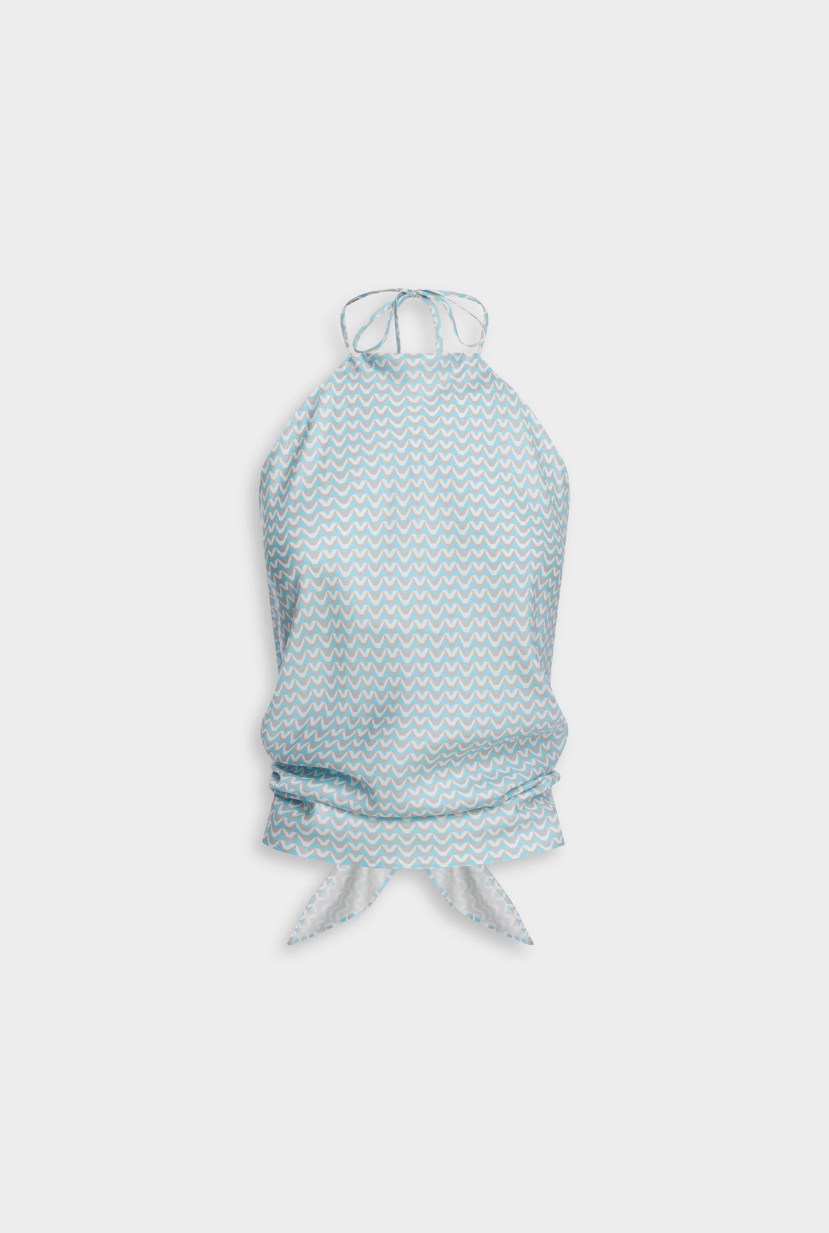 Silk Scarf Halter Top - Ice Blue/Silver V Monogram