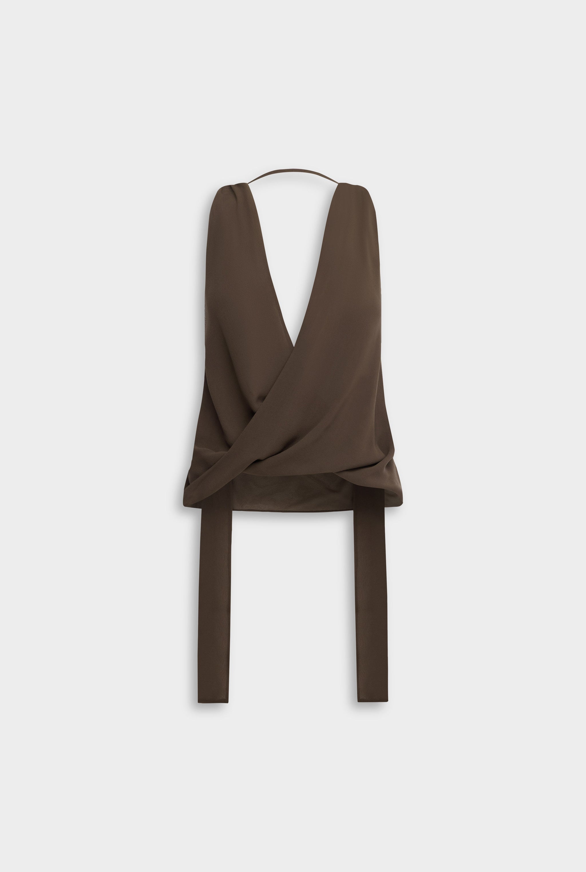 Venroy Silk Twist Plunge Top - Chocolate
