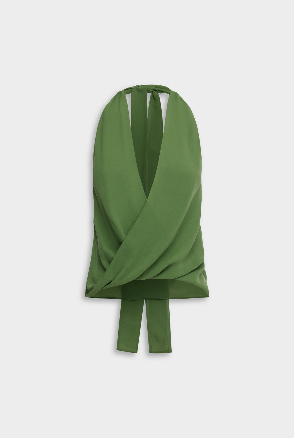 Venroy Silk Twist Plunge Top - Ivy Green