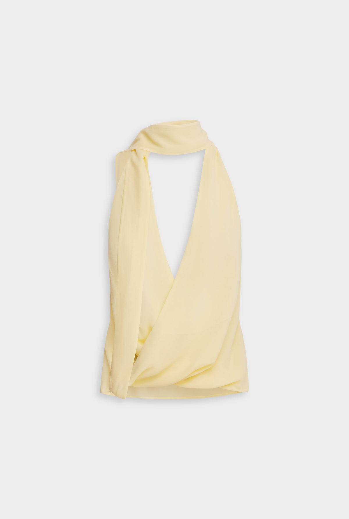 Silk Twist Plunge Top - Pastel Yellow