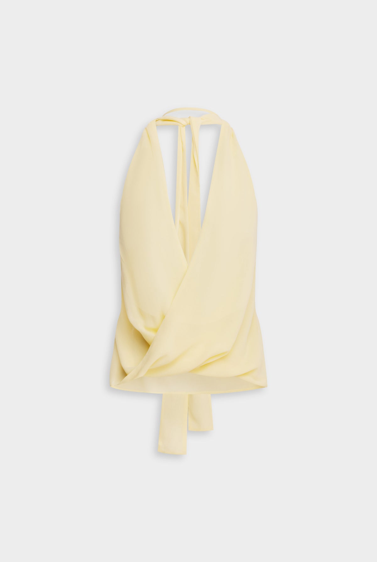 Silk Twist Plunge Top - Pastel Yellow