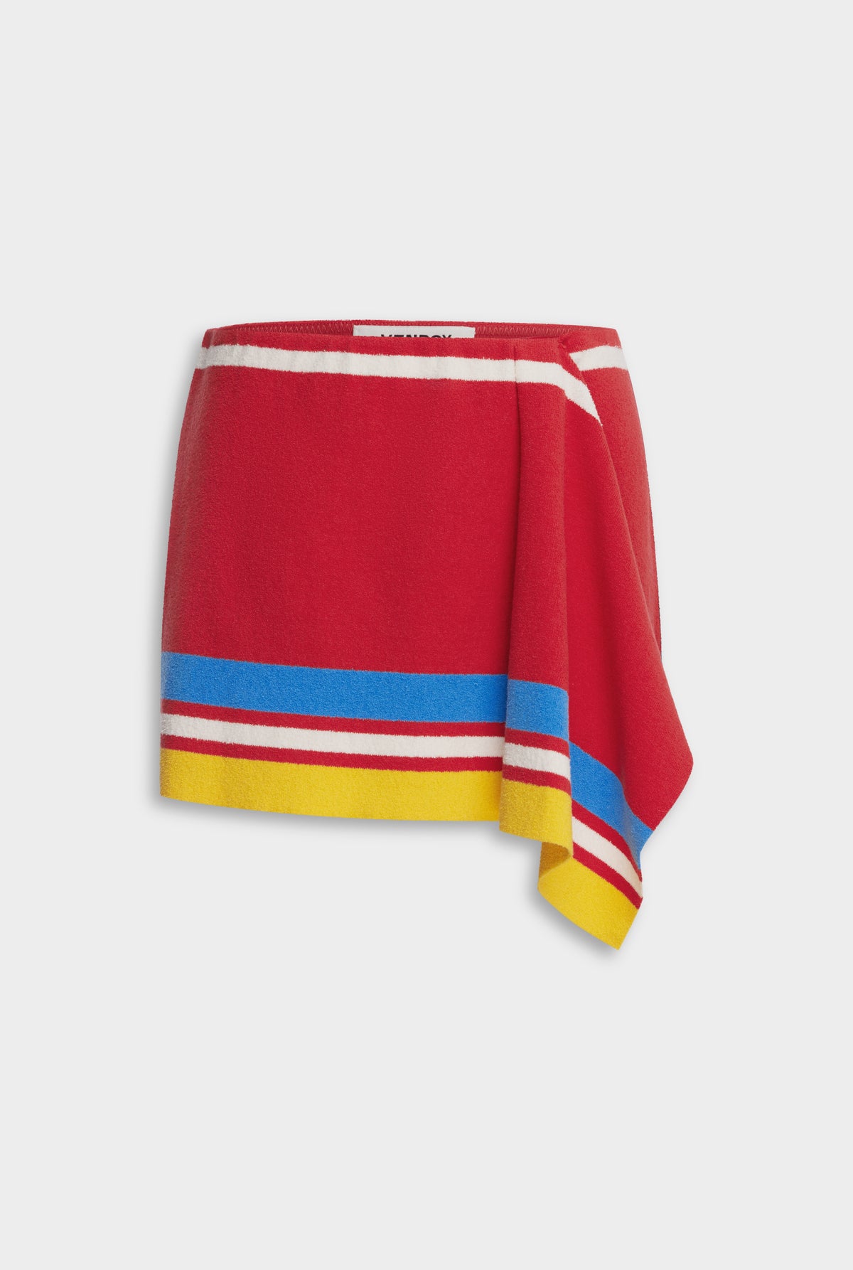 Terry Knit Mini Sarong Skirt - Catalan Red/Cobalt Stripe