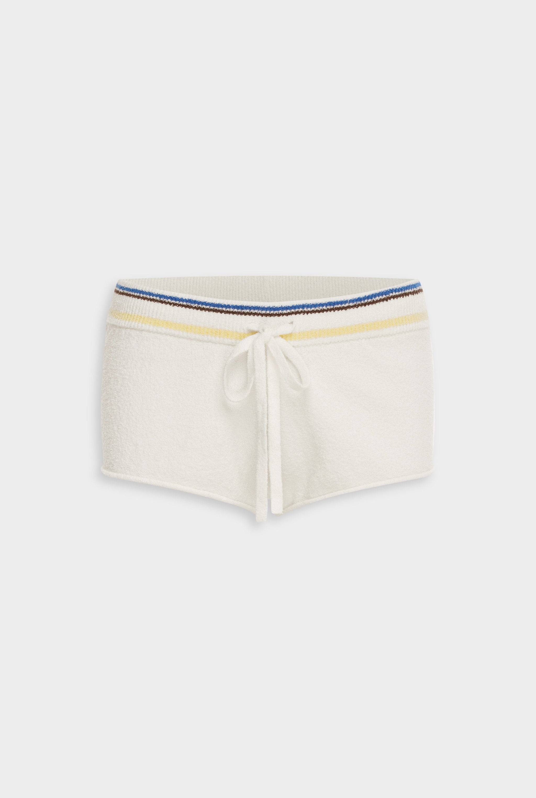 Venroy Terry Knit Mini Short - Off White/Blue/Yellow Stripe