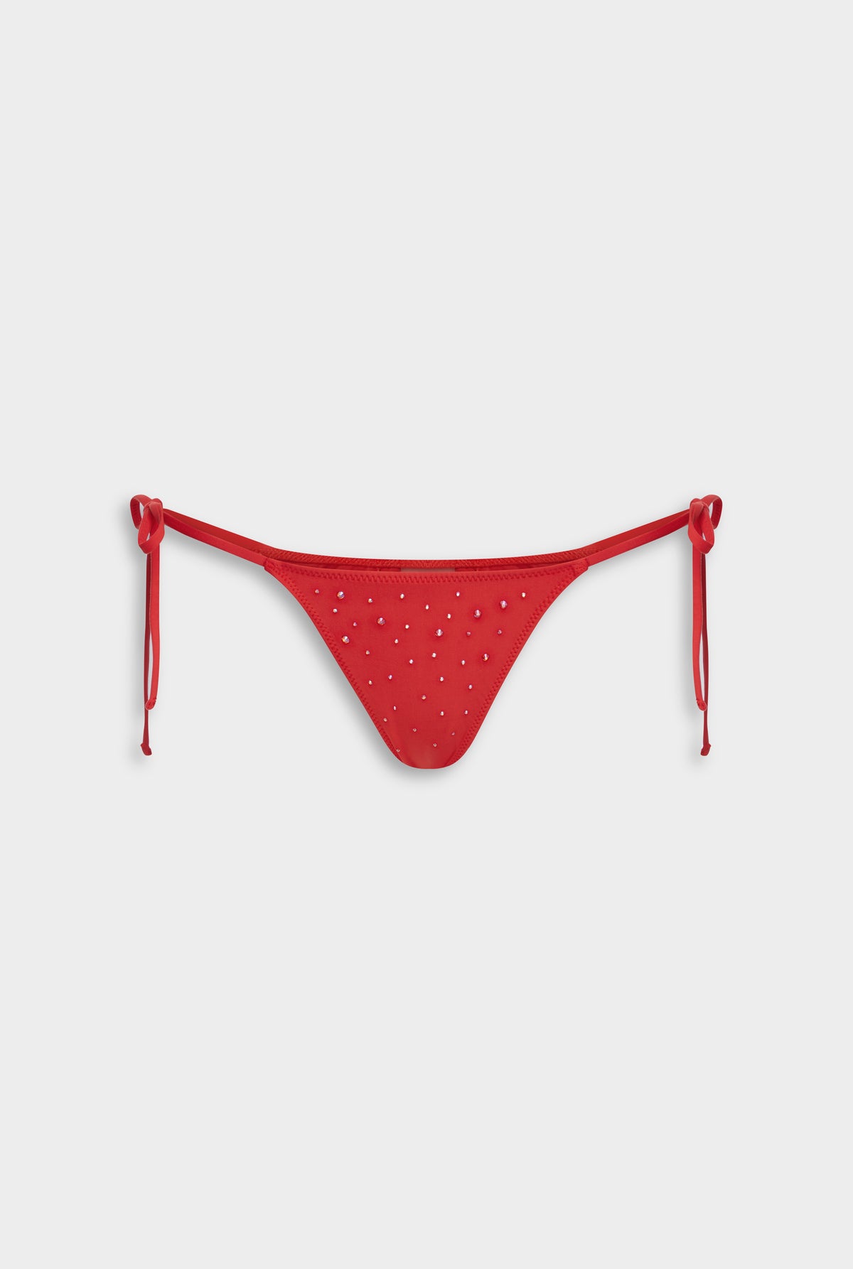 Tie Side Bikini Brief - Red/Hotfix Crystals