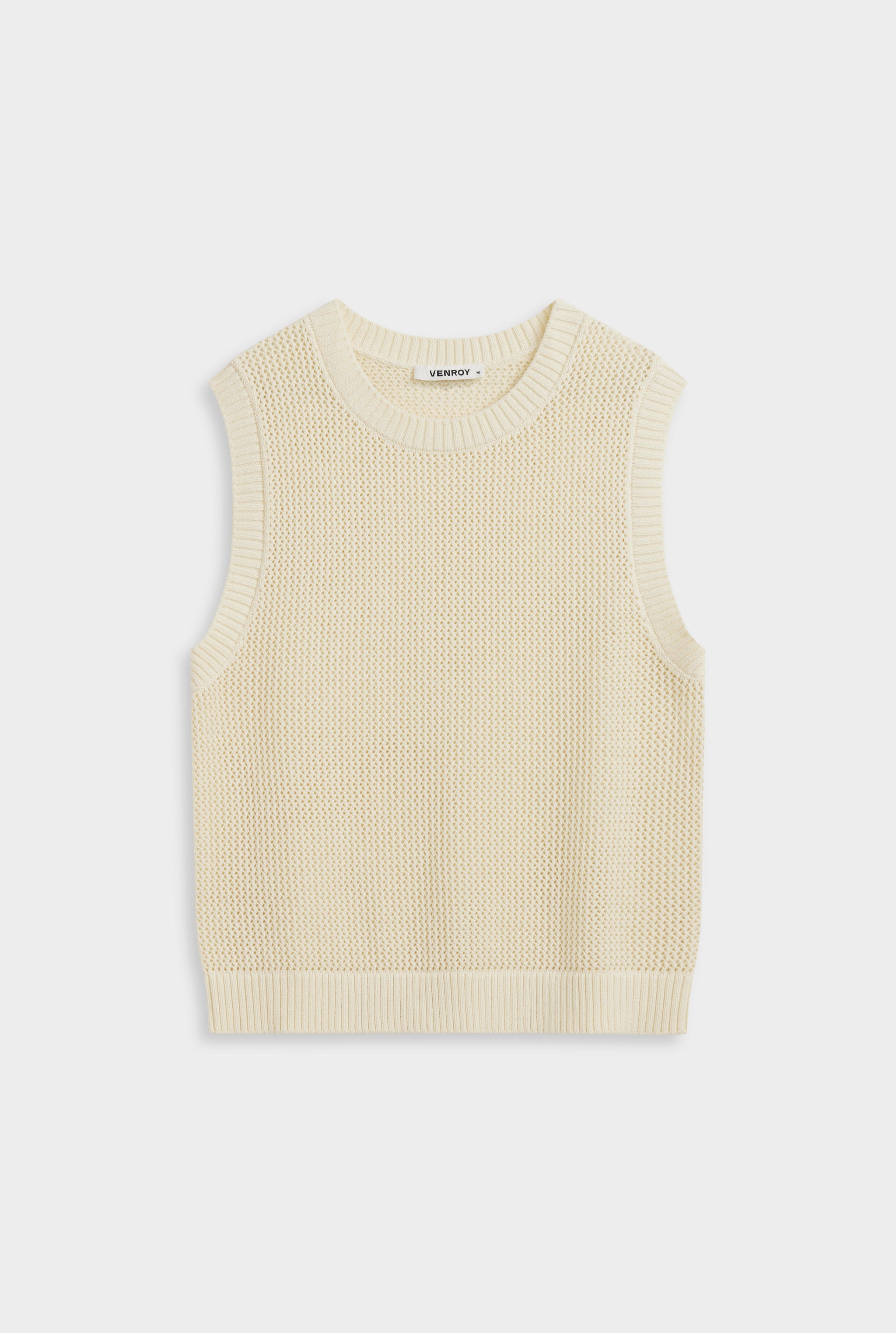 Venroy Crochet Knit Tank - Cream