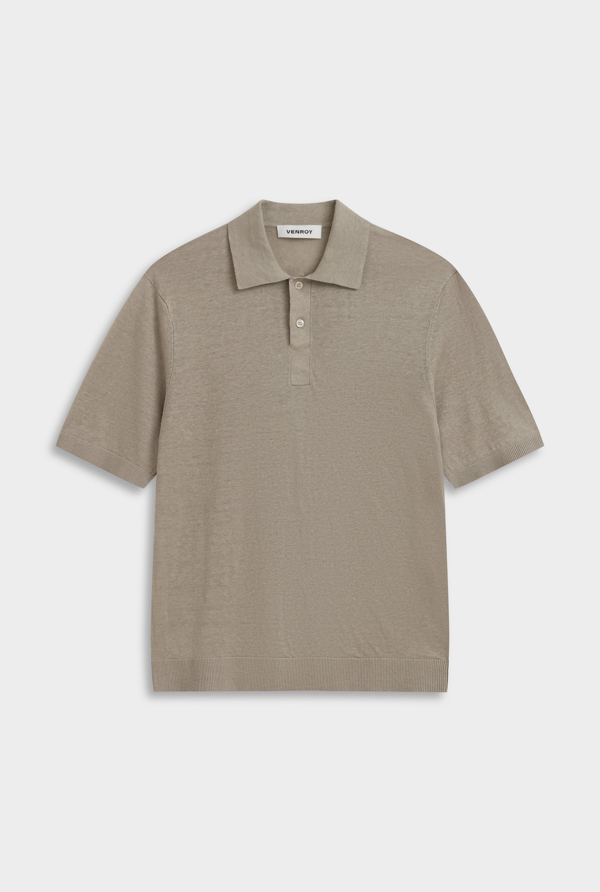 Venroy Linen Knit Polo - Stone