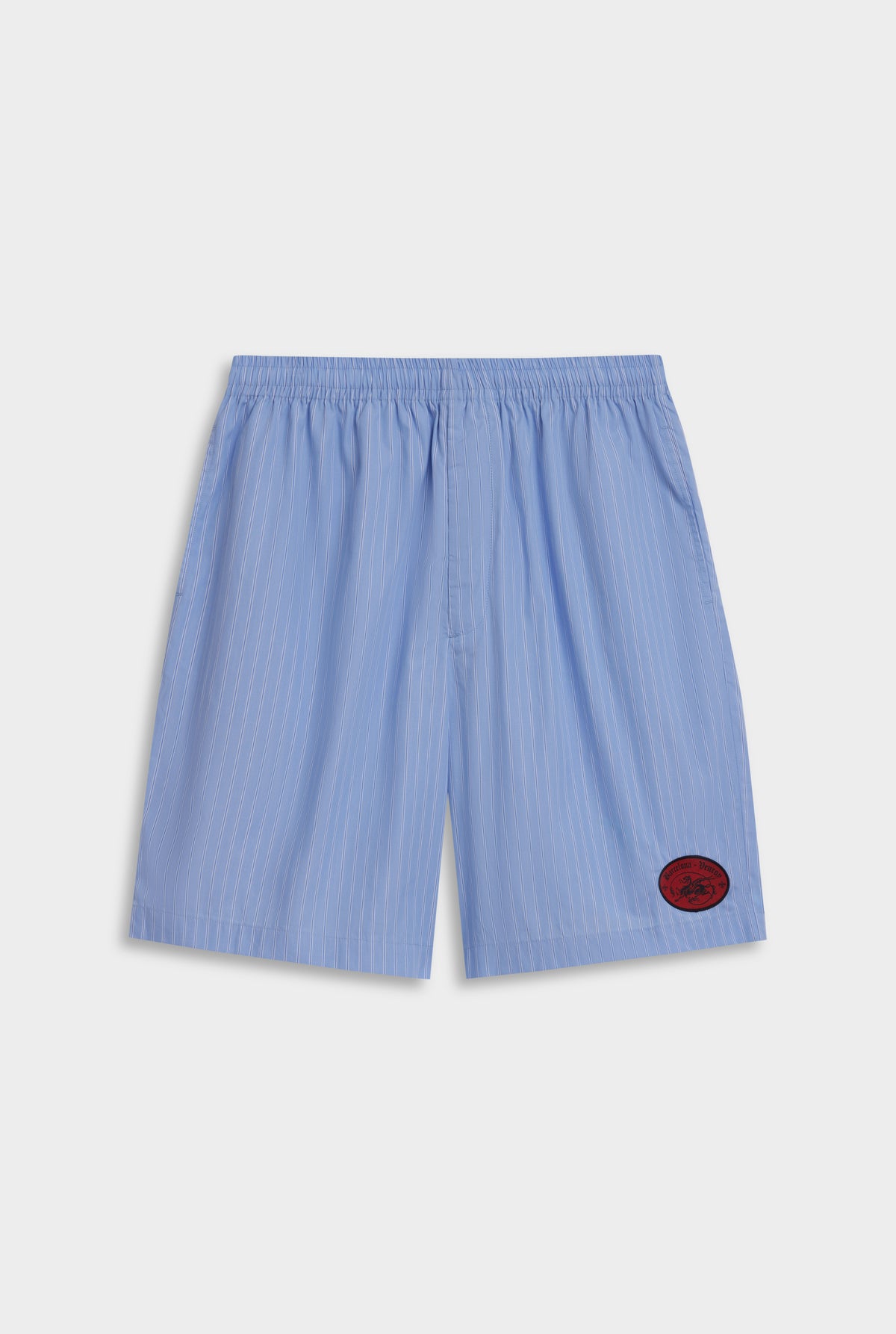 Longline Stripe Boxer Short - Blue/White Stripe [[Venroy Flat Lay - D2 - Mens - Longline Stripe Boxer Short - Blue:White Stripe.jpg]]