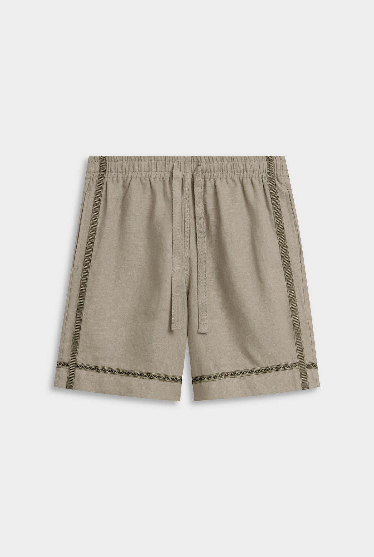 Woven Tape Linen Lounge Short - Olive Taupe