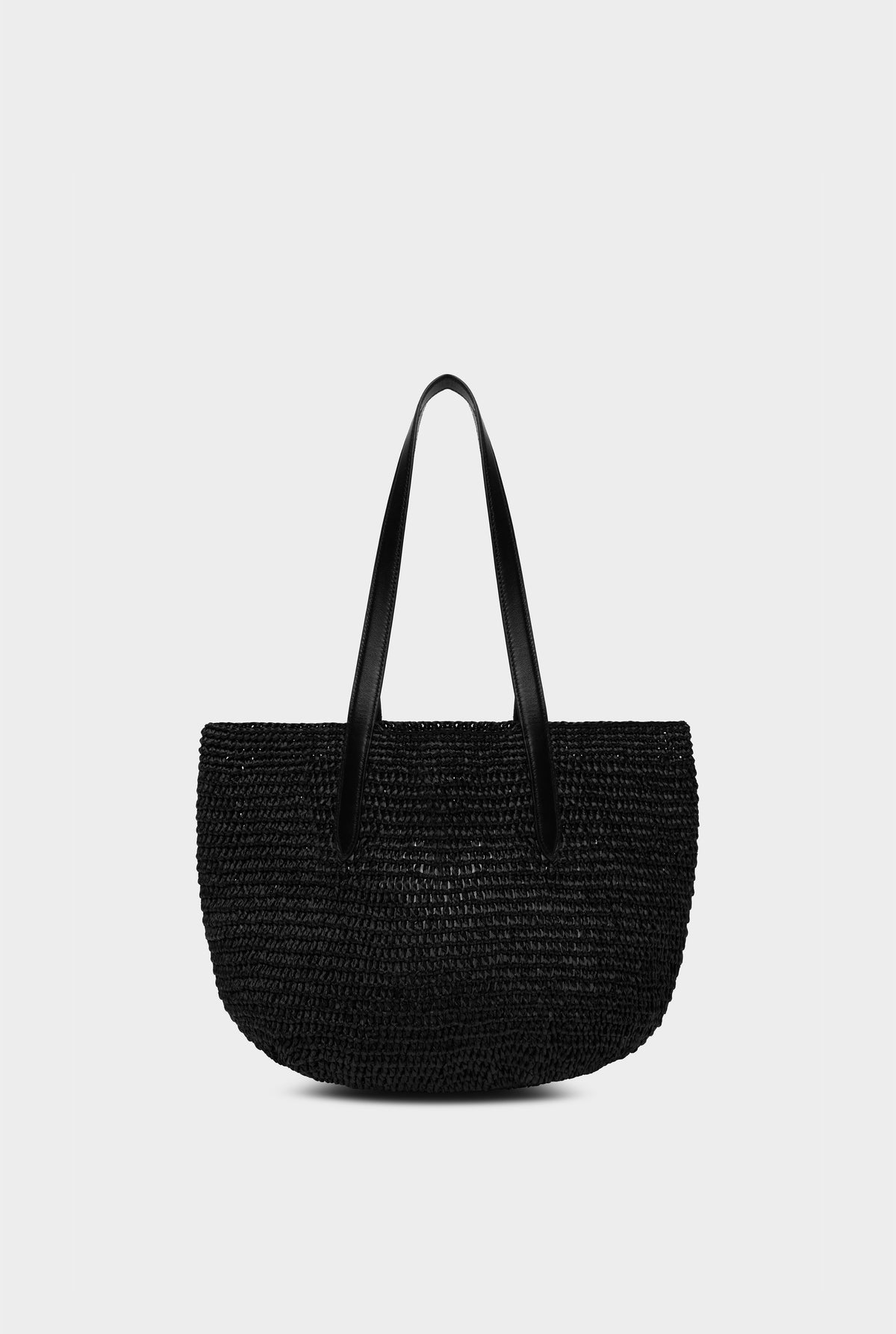 Small Raffia Tote - Black/Black [[Venroy Flat Lay - D2 - Unisex - Raffia Tote Stripe - Black_Black (2).jpg]]