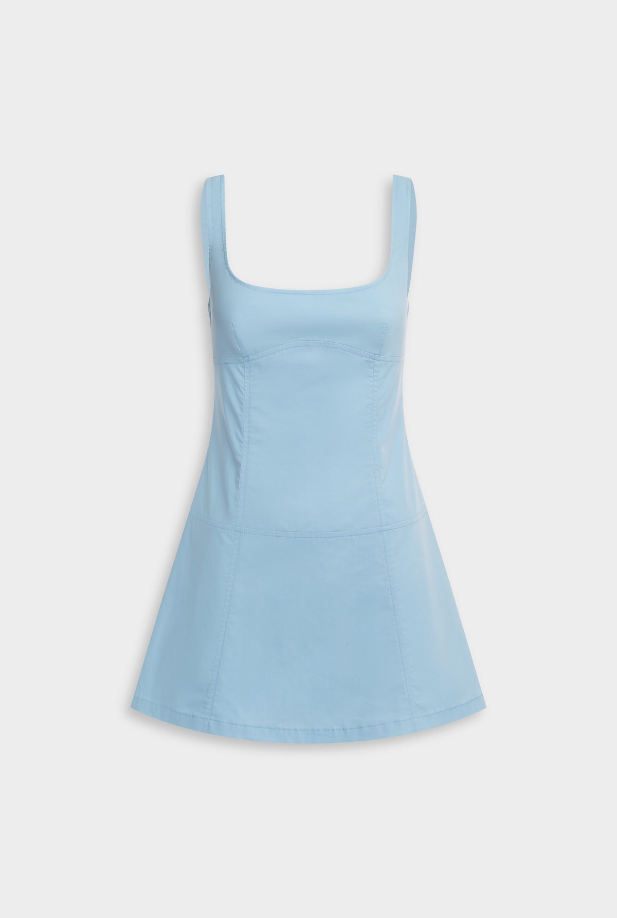 Fitted Cotton Mini Dress - Sky Blue [[Venroy Flat Lay - D2 - Womens - Fitted Cotton Mini Dress - Sky Blue.jpg]]