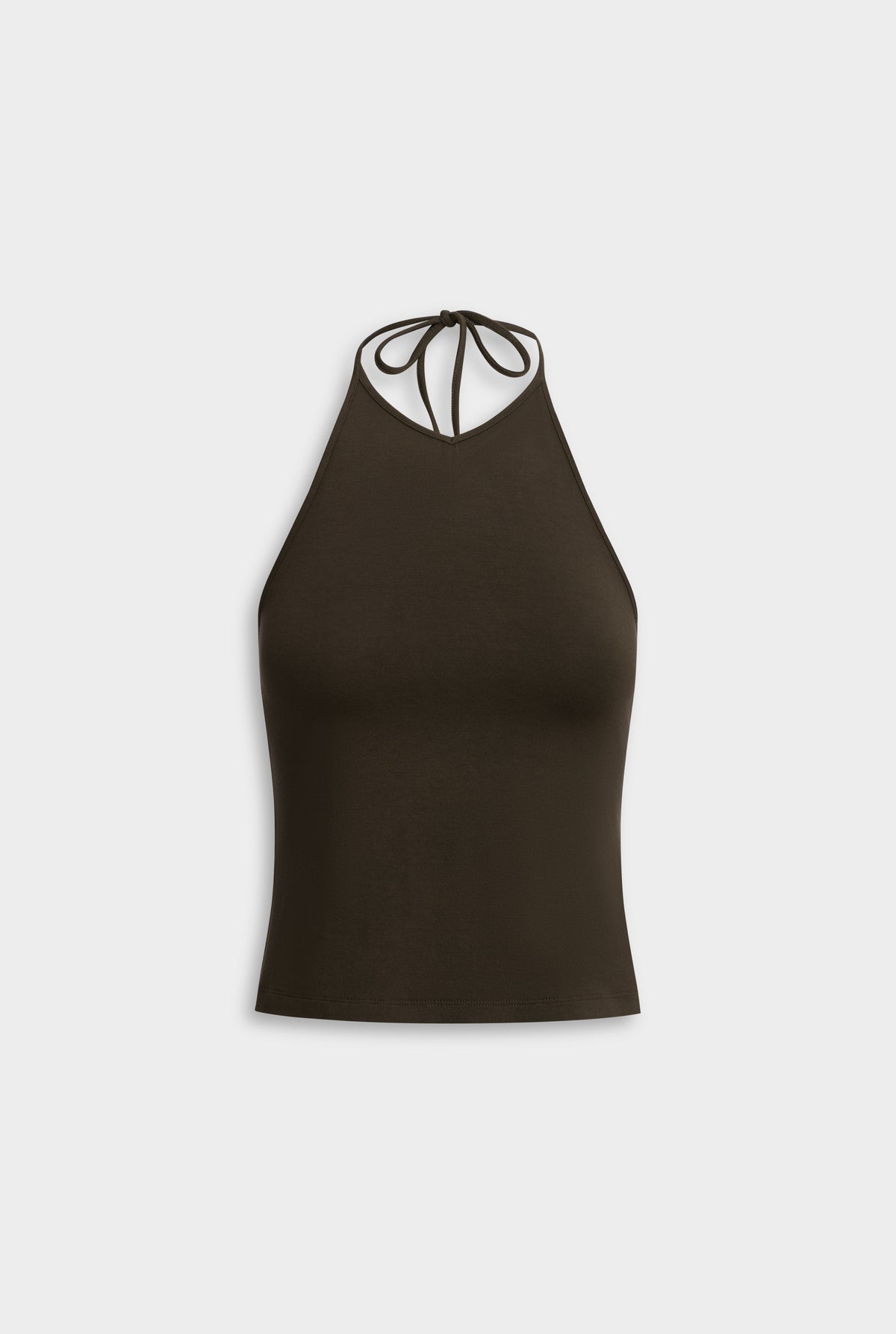 High V Neck Halter Tank - Dark Olive [[Venroy Flat Lay - D2 - Womens - High V Neck Halter Tank - Dark Olive (1).jpg]]