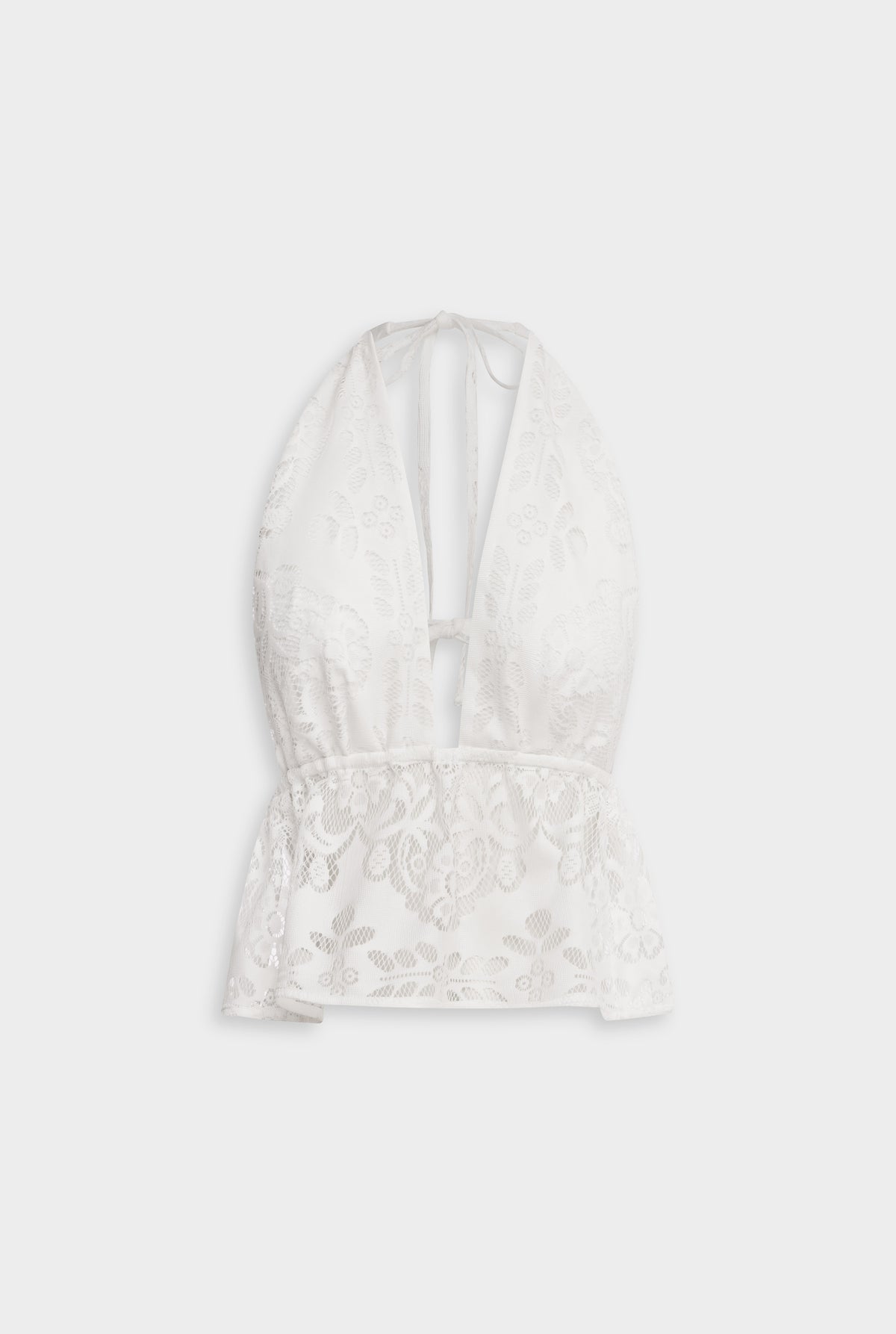 Lace Halter Top - Off White [[Venroy Flat Lay - D2 - Womens - Lace Halter Top - Off White (1).jpg]]