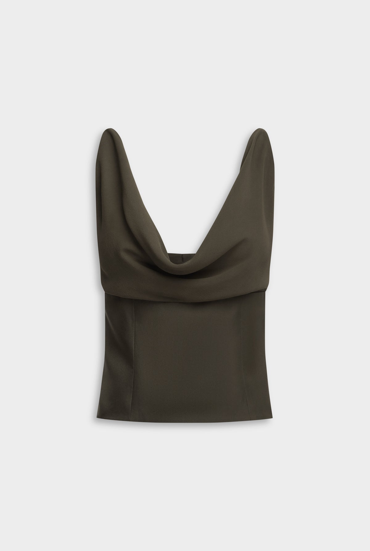 Silk Cowl Bustier - Dark Olive [[Venroy Flat Lay - D2 - Womens - Silk Cowl Bustier - Dark Olive.jpg]]
