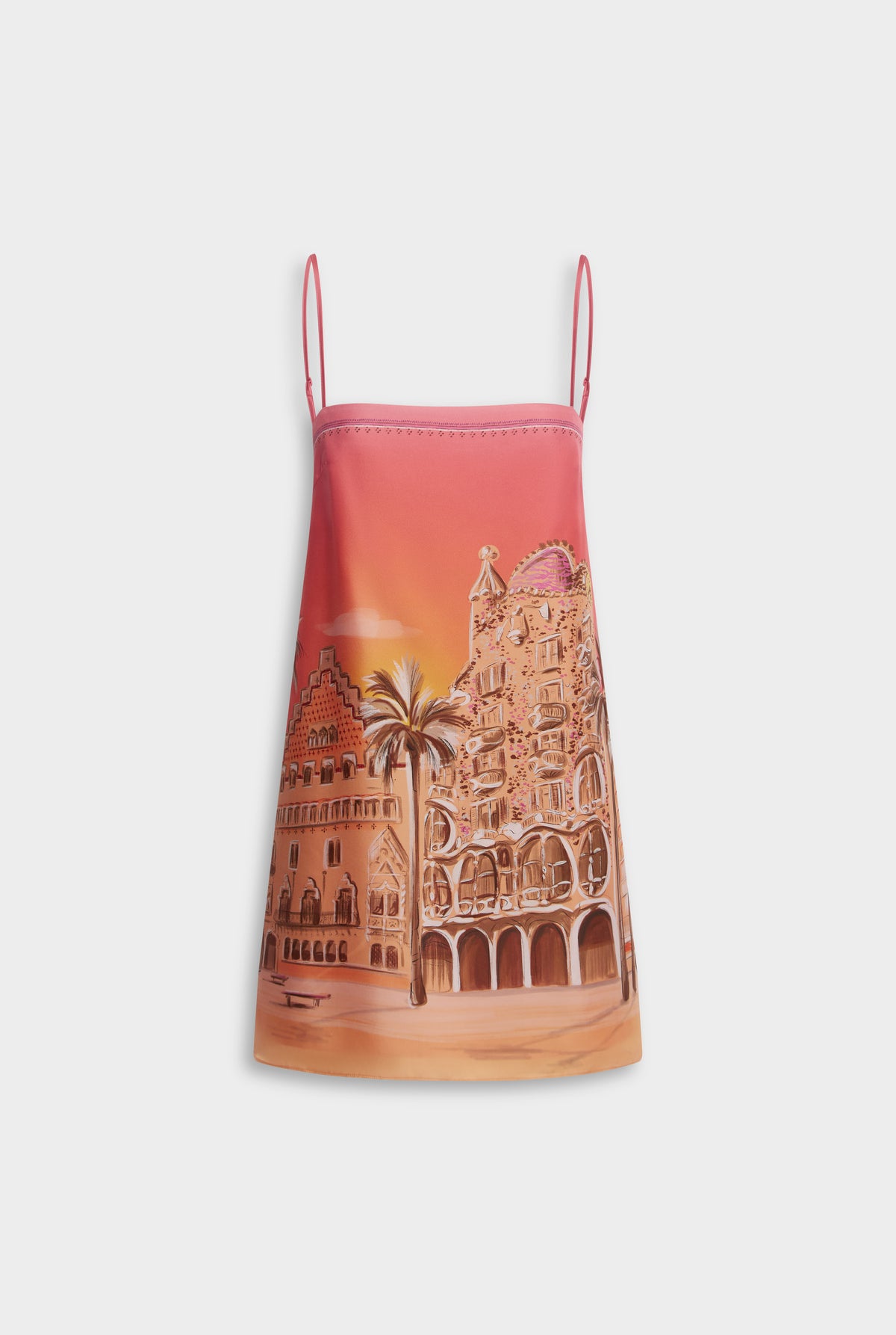Silk Twill Mini Dress - Casa Batlló [[Venroy Flat Lay - D2 - Womens - Silk Twill Mini Dress - Casa Batlló.jpg]]