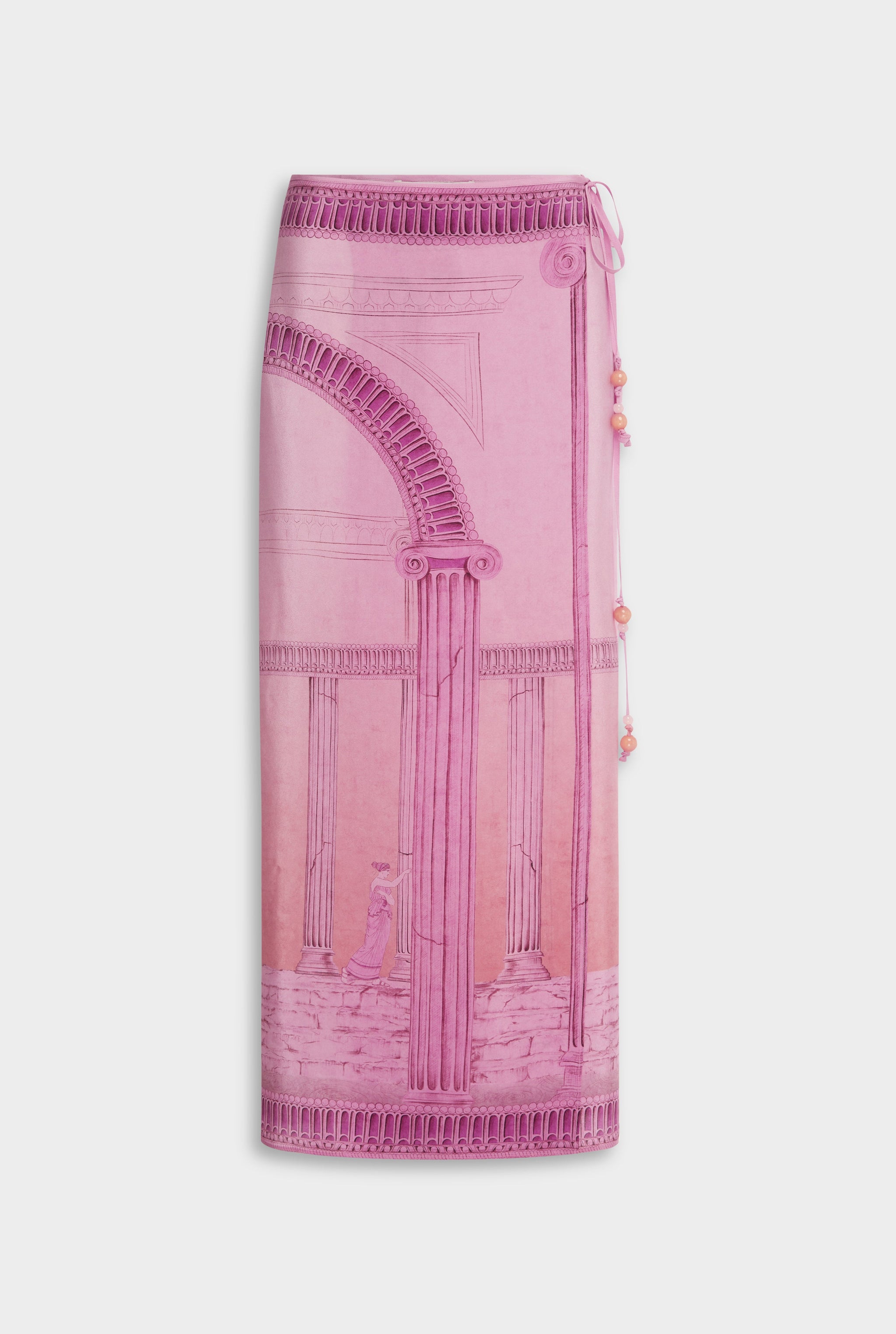 Venroy Silk Wrap Skirt - Ancient Greek Pink Sunset