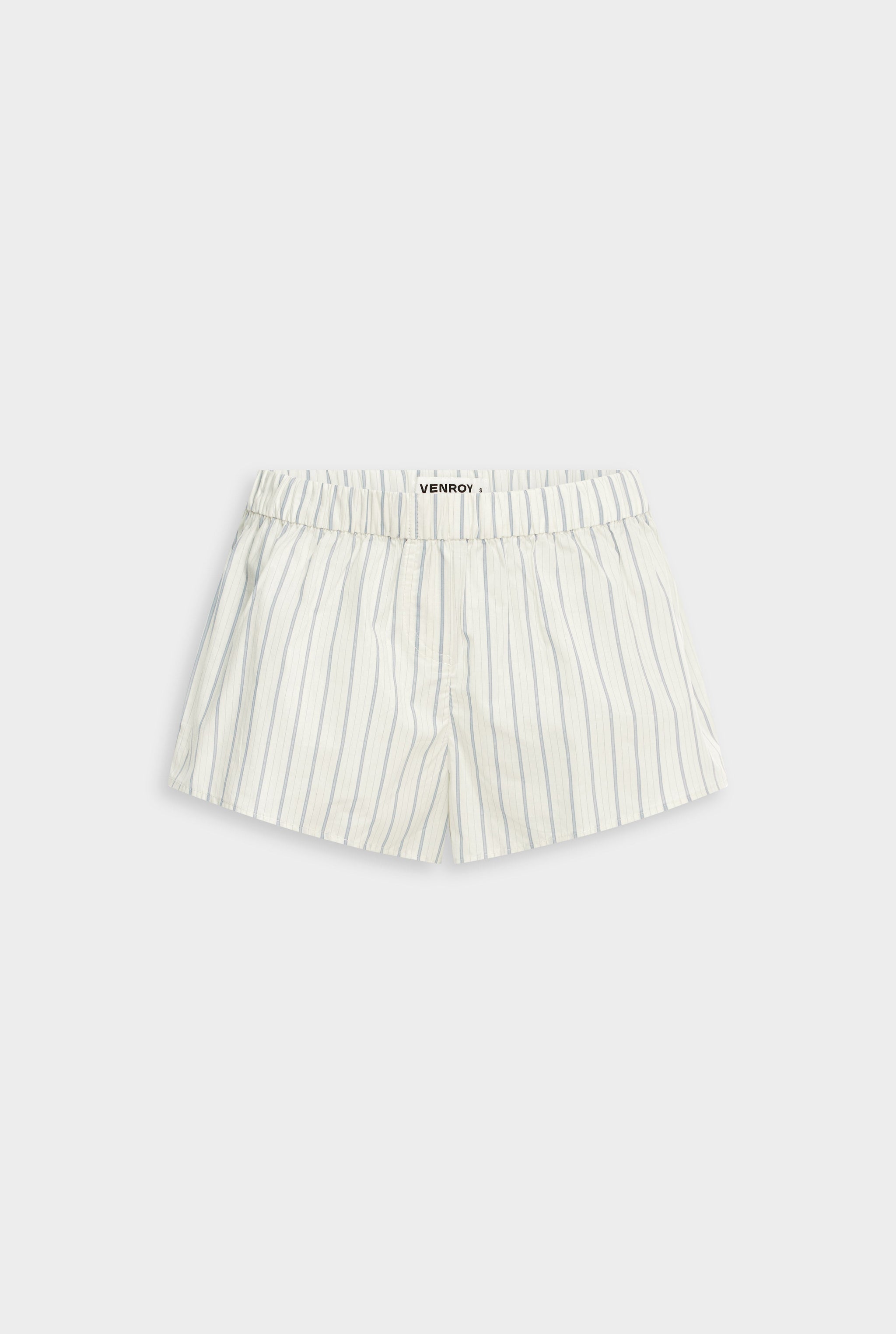 Venroy Stripe Cotton Short - Off White/Blue Stripe