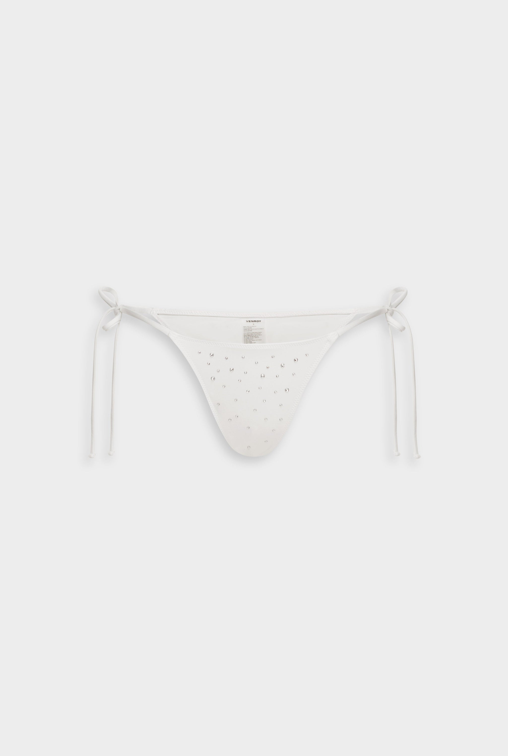 Venroy Tie Side Bikini Brief - White/Hotfix Crystals