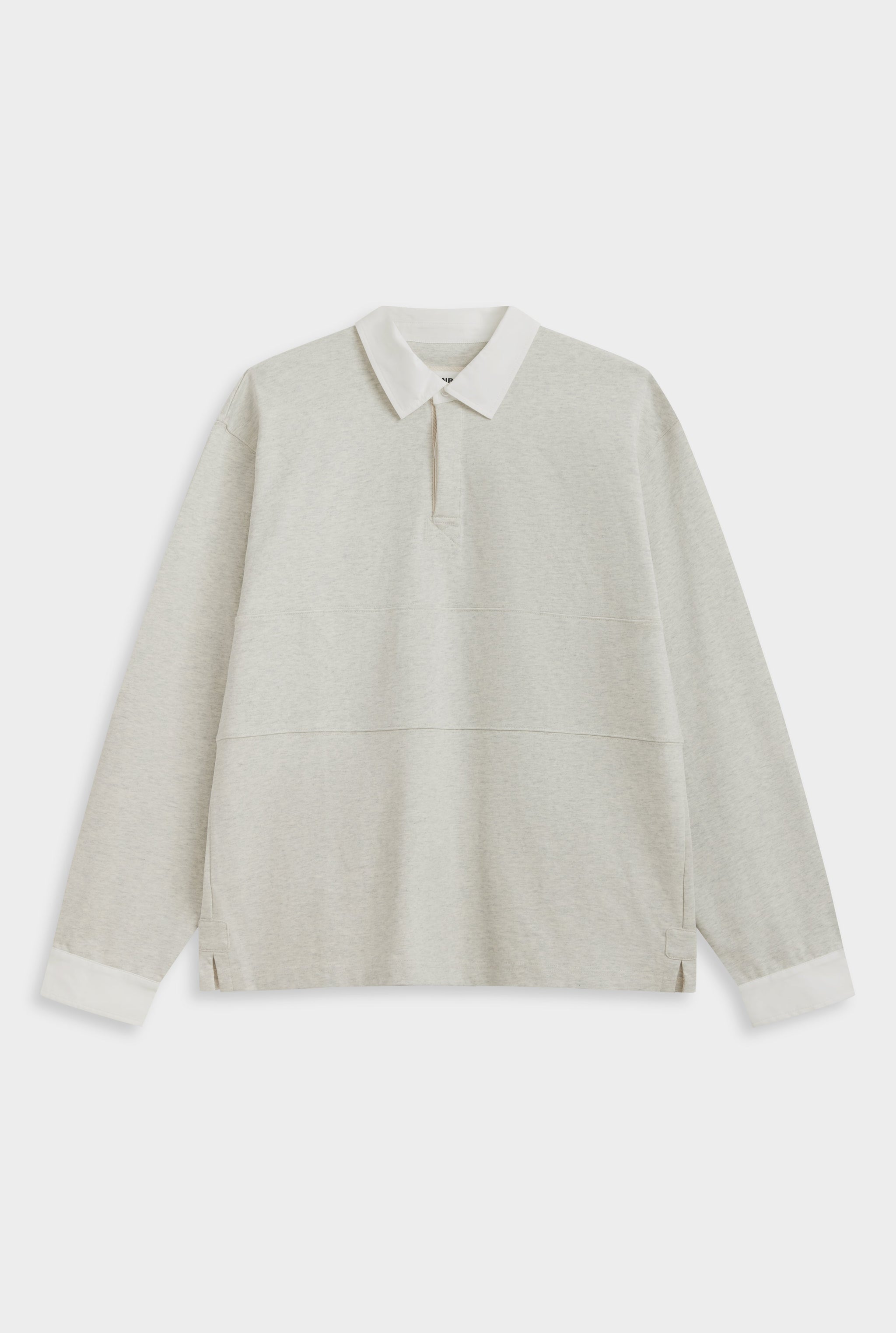 Venroy Cotton LS Rugby Polo - Grey Marl/White