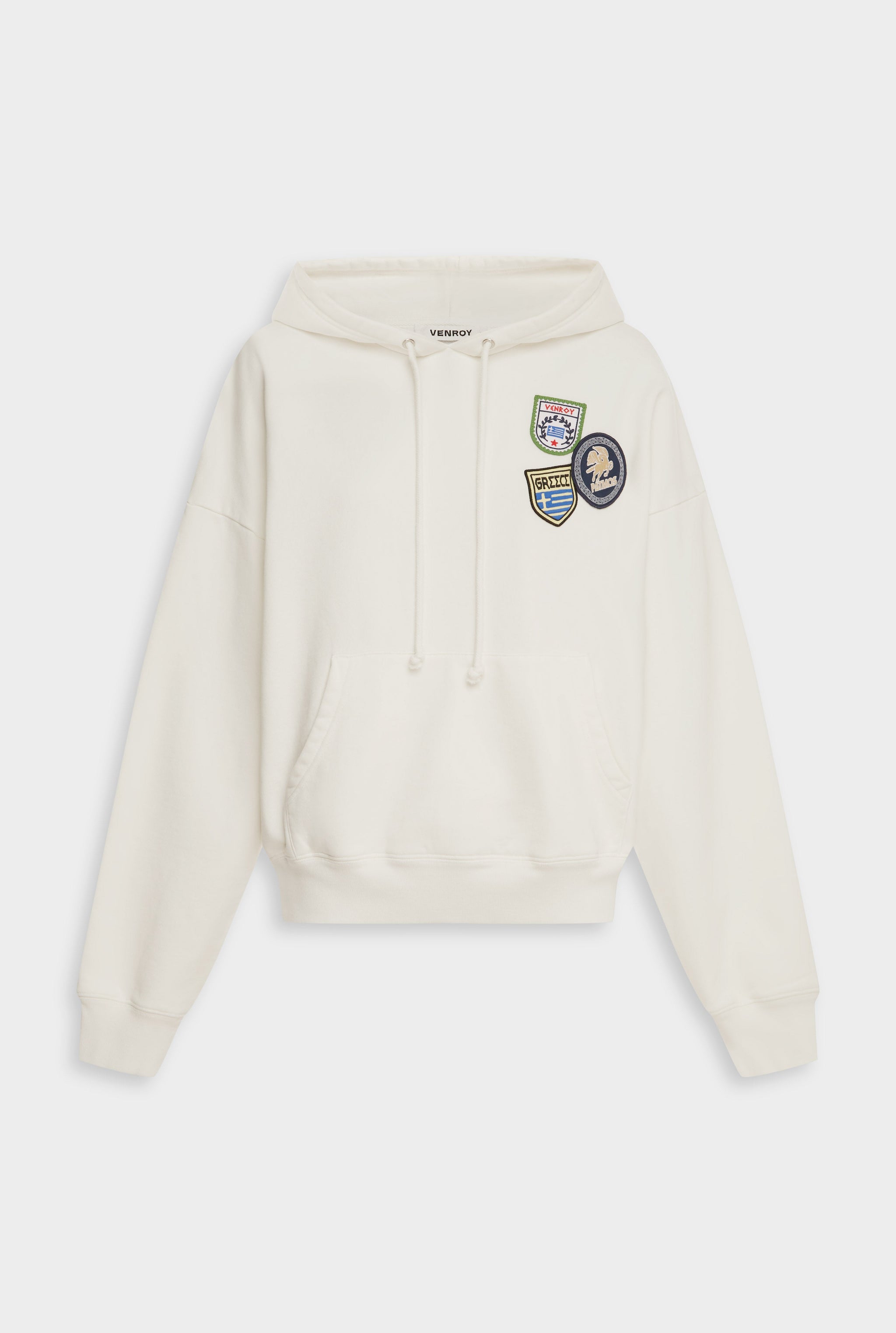 Venroy Fleece Track Hoodie - Off White/Travel Patch