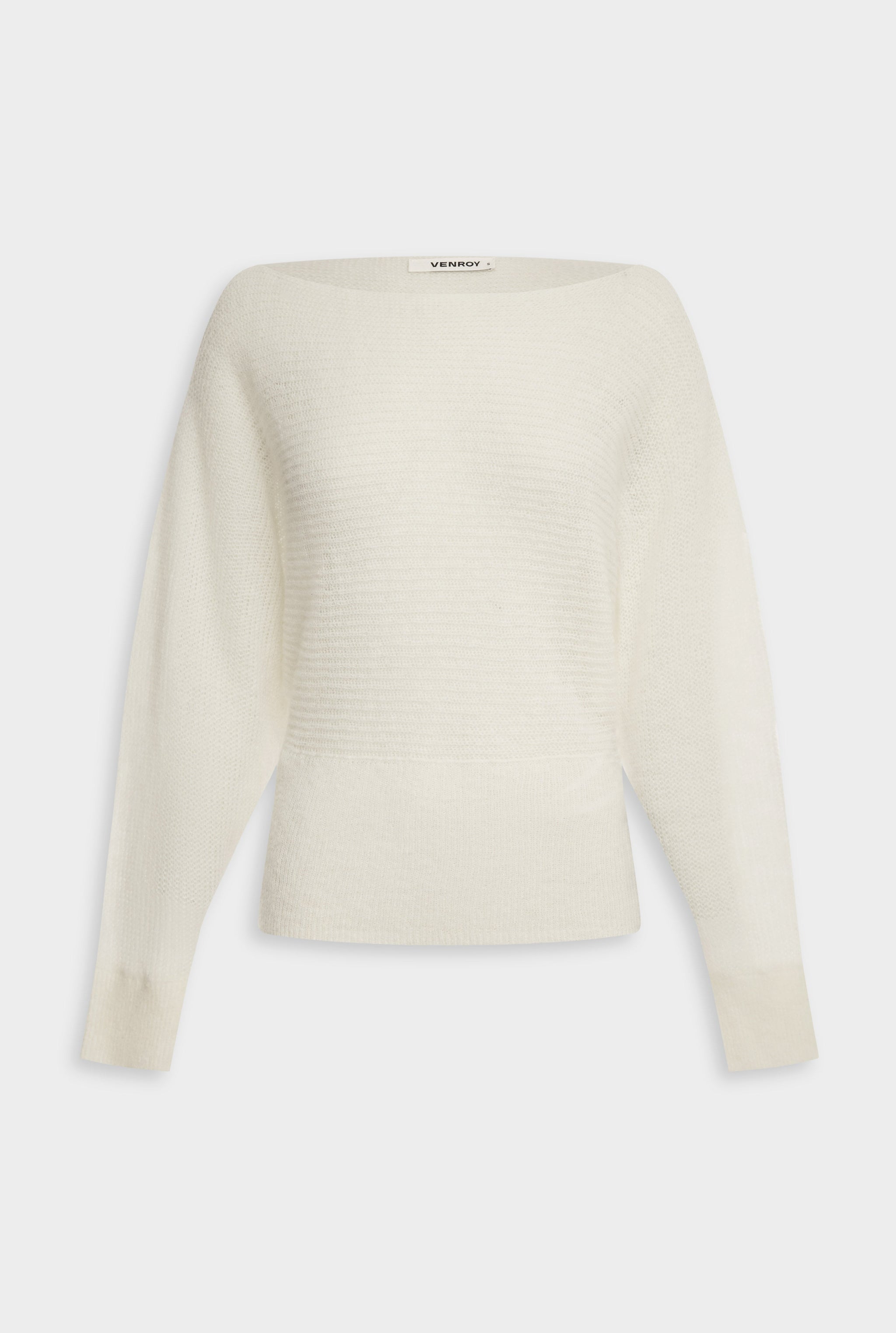 Venroy Wool Mohair Boat Neck Sweater - Off White