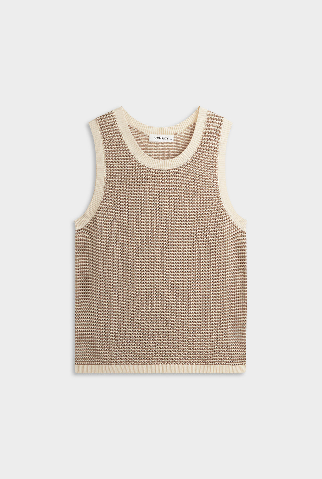 Cotton Crochet Tank - Cream/Chocolate