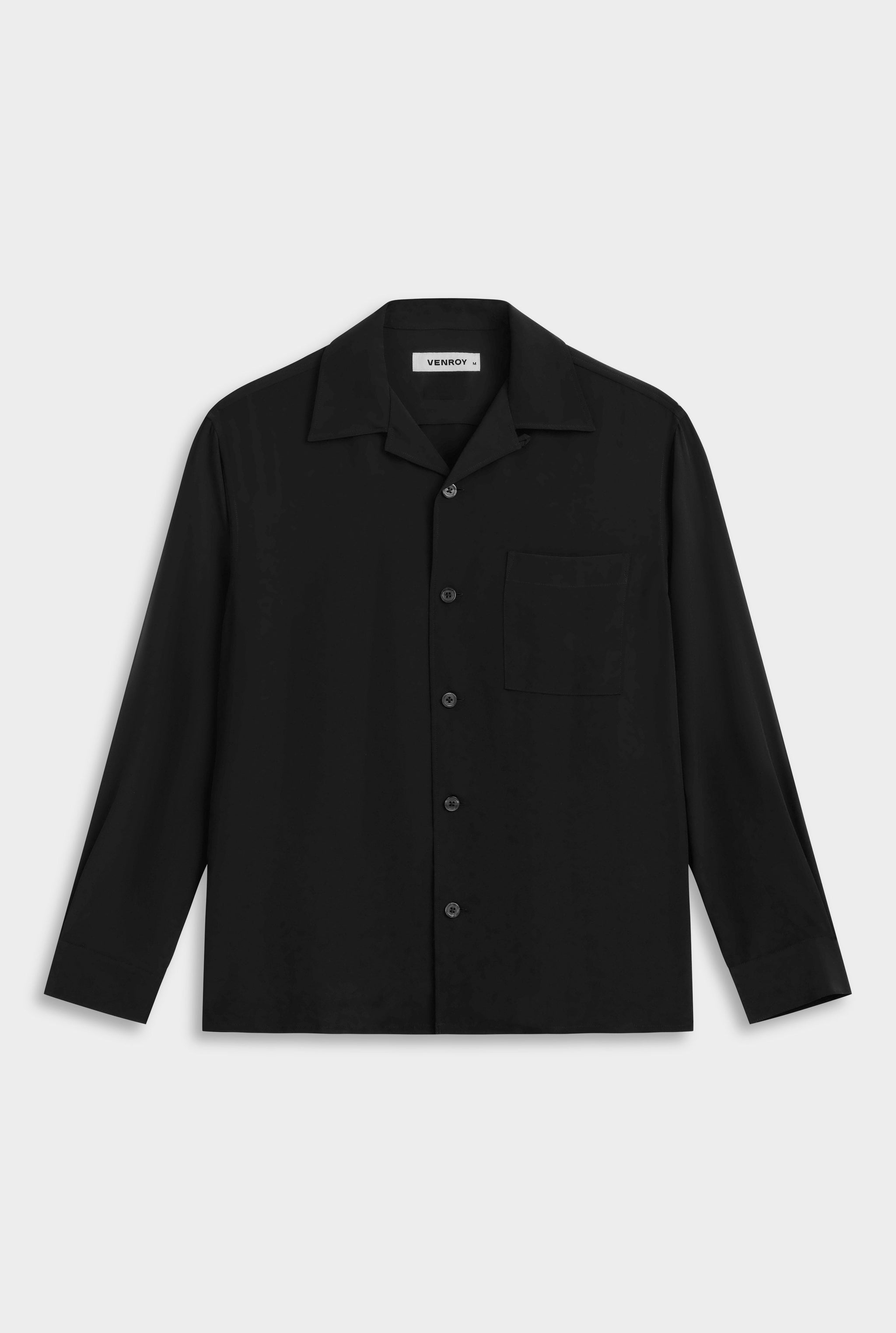 Venroy LS Silk Camp Collar Shirt - Black