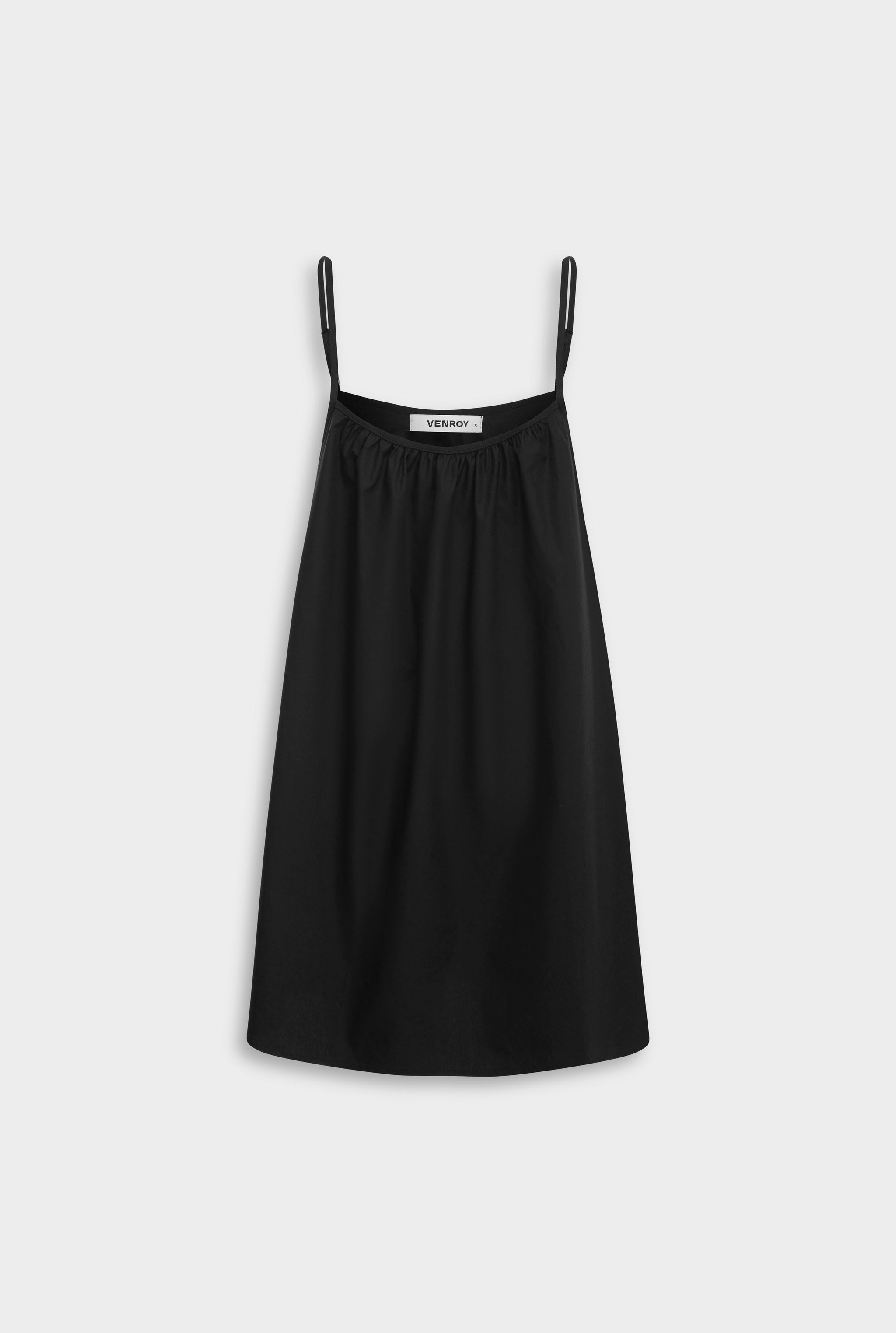 Venroy Cotton Poplin A-Line Mini Dress - Black