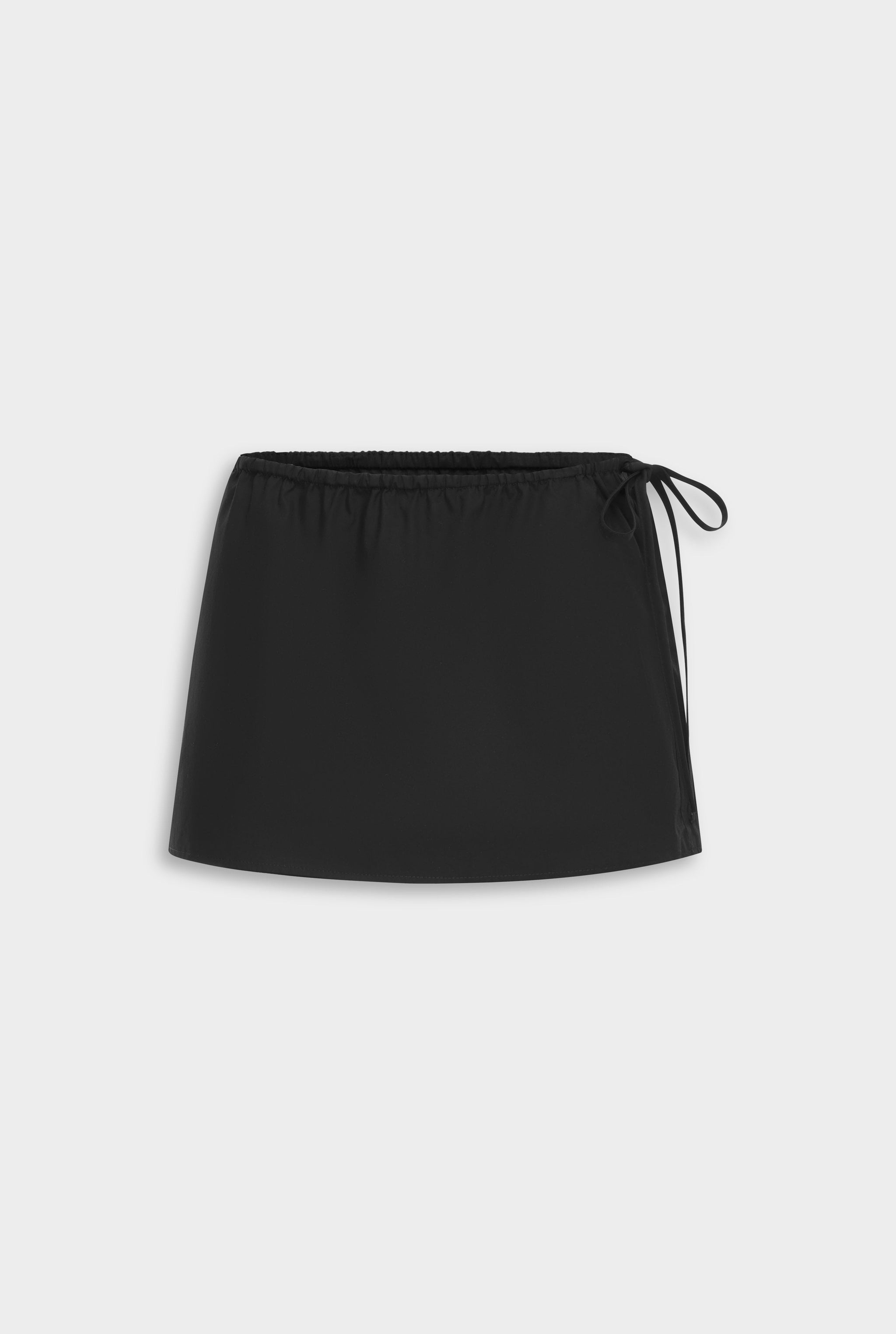 Venroy Cotton Poplin Drawstring Mini Skirt - Black