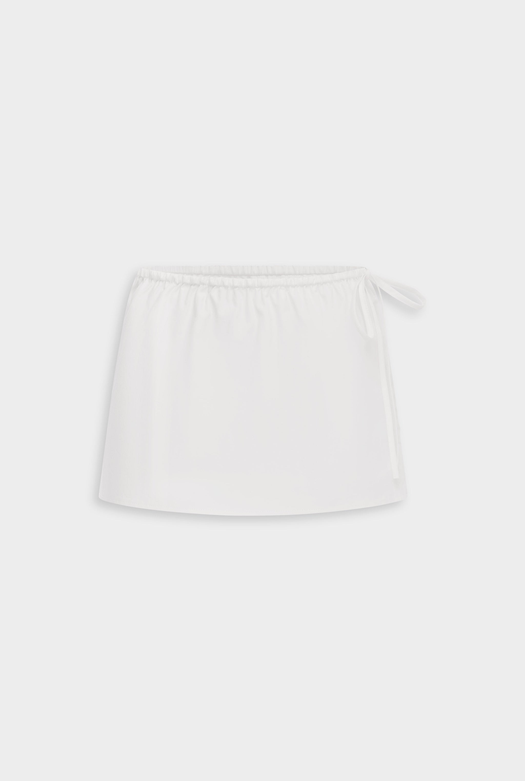 Venroy Cotton Poplin Drawstring Mini Skirt - White