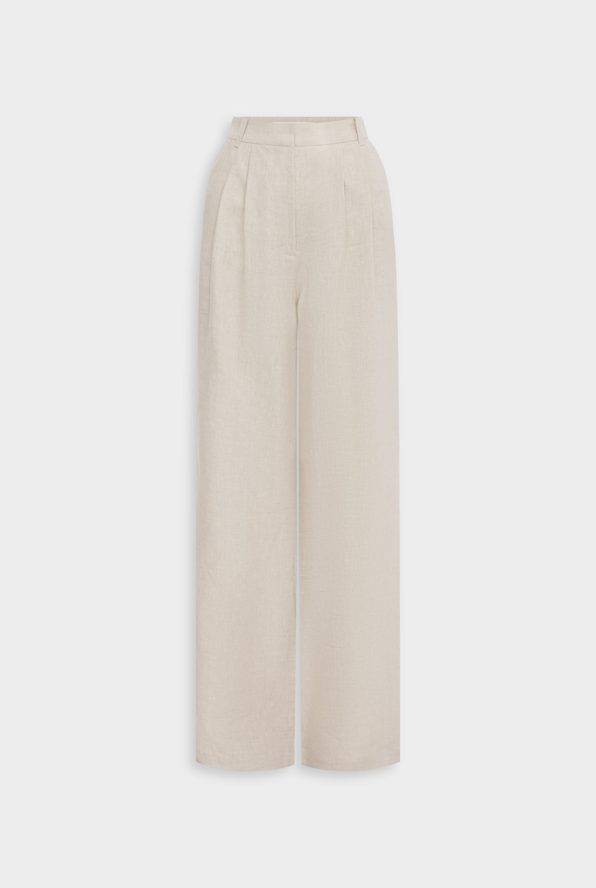 Venroy Fixed Waist Linen Trouser - Sand